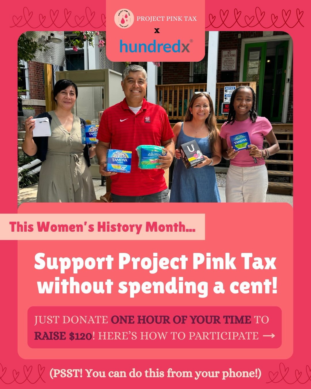 This Women’s History Month, PPT is collaborating with HundredX to fundraise for menstrual products! For each survey completed on the HundredX platform, $1.60 will be donated towards menstrual product donations. In just an hour, you can raise $120.
📍Check out the link in the bio to sign up and get started!
#menstrual #periodequity #periodpoverty #womenshistorymonth♀️
#fundraiser