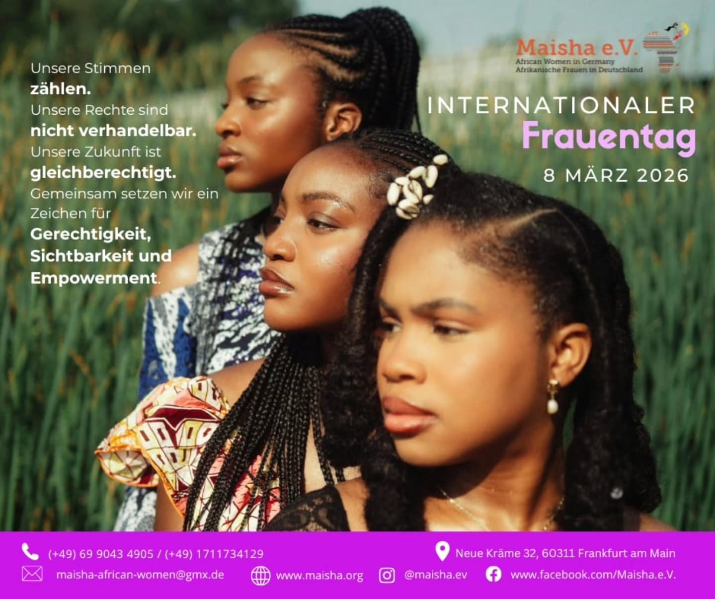Morgen feiern wir den Internationalen Frauentag.
Wir würdigen die Stärke, die Widerstandskraft und die Erfolge von Frauen weltweit.
Gemeinsam stehen wir füreinander ein – heute und jeden Tag.
---
Tomorrow we celebrate International Women’s Day.
Let us honor the strength, resilience, and achievements of women everywhere.
Together, we rise and support one another — today and always.
#internationalwomensday #internationalerfrauentag