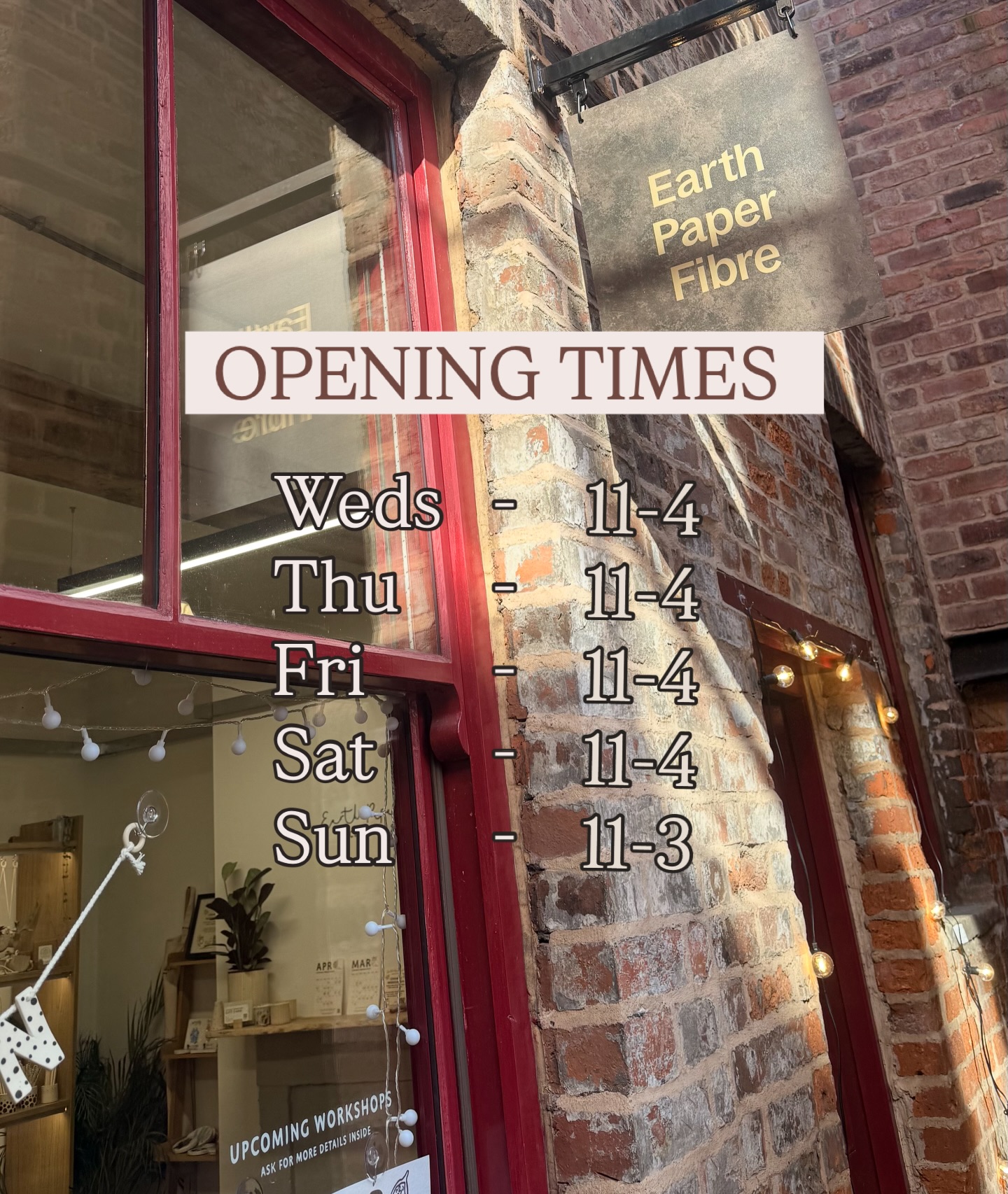 Opening times update 🫶🏻
Wed - 11-4pm
Thu - 11-4pm
Fri - 11-4pm
Sat - 11-4pm
Sun - 11-3pm
