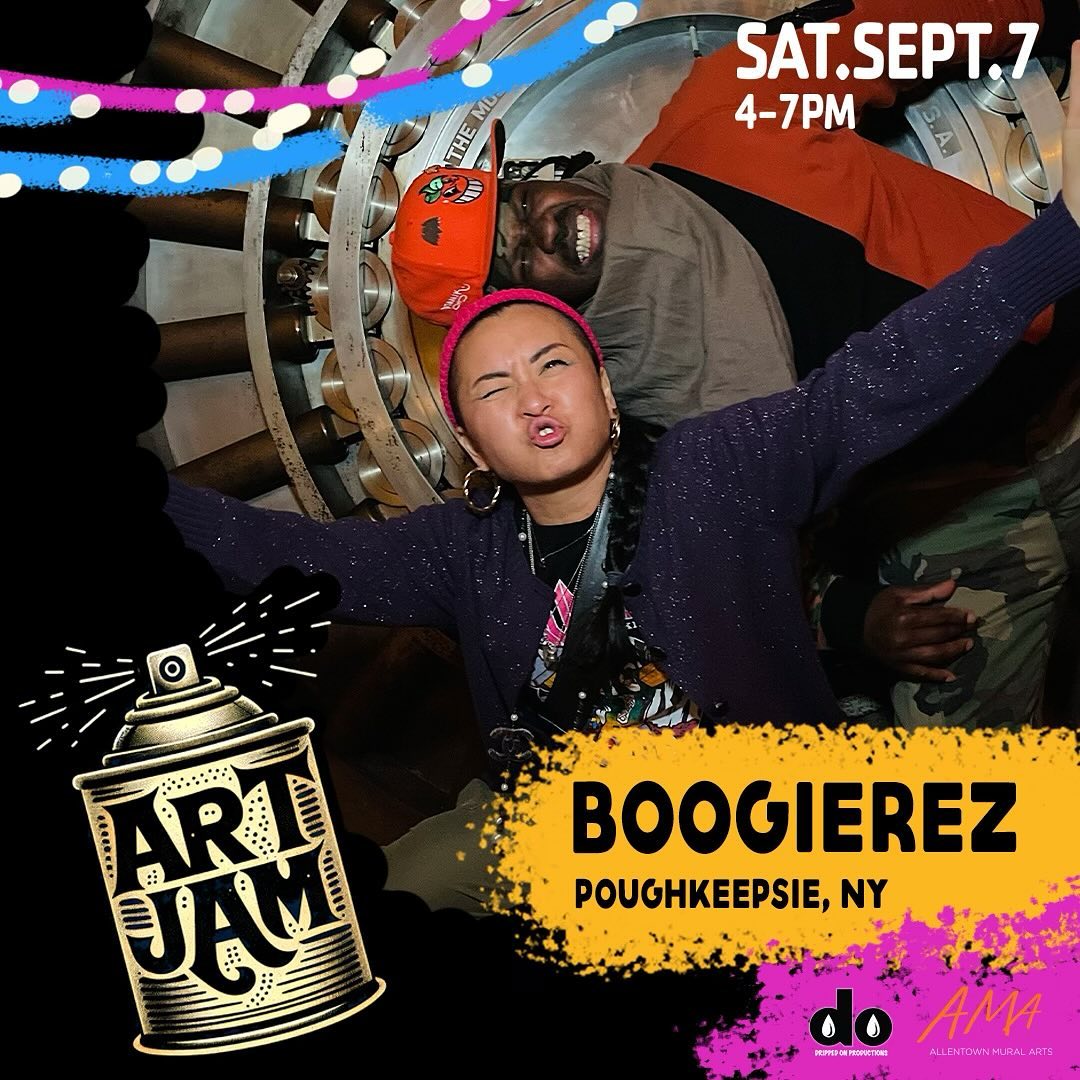 Meet Risa and Rez, together they are BOOGIEREZ and will be joining us for Art Jam!🖌️🎨
•
Risa Tochigi (@riiisaboogie ) and TC Weaver (@rezones ) are the creative duo known as boogieREZ. Boogie, a Japanese American artist, is renowned for her intricate artwork that blends textile art, nature-inspired designs, and street culture while incorporating traditional Japanese techniques. She works across various mediums, reflecting her love for creativity and nature.
REZONES, a self-taught artist who started with graffiti in the 1980s, draws inspiration from his diverse upbringing and interests in hip-hop, sci-fi, and anime, creating unique pieces that resonate with familiarity and originality.
Together, they embody a vibrant artistic spirit, fueled by their mutual passion for hip-hop culture. Their studio is a collaborative space that merges multiple art forms, allowing for continuous creativity. As current artists in residence at the World Trade Center, they have enriched the community through projects with well-known brands like Adidas and Pepsi and have been featured in local media. Their guiding philosophy, “Creativity Rules Everything Around Me” (C.R.E.A.M.), drives their efforts to inspire and empower others through artistic collaboration and innovation.
•
You won’t want to miss this tag team in action along with 17 additional artist Saturday, September 7 from 4-7pm on The PATH (932 Hamilton St.)🤩