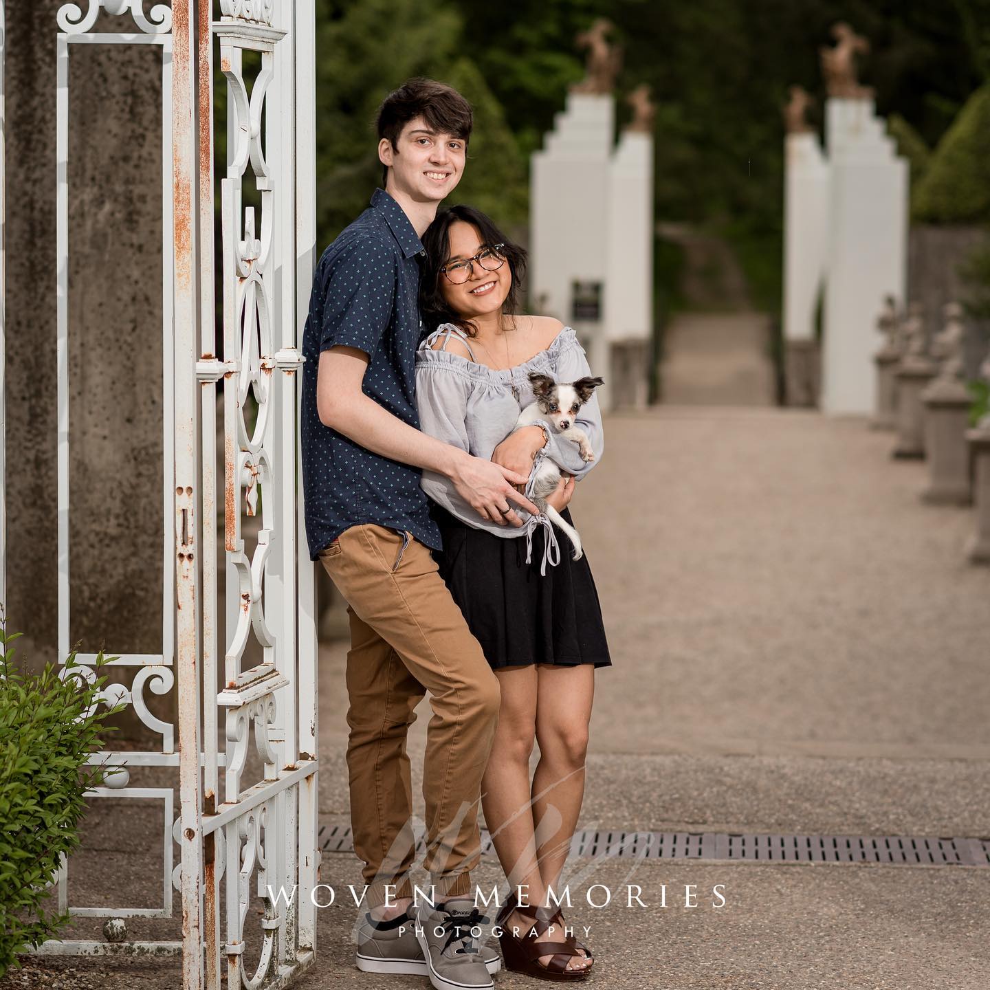 We had a beautiful evening at Allerton Park with this couple for their engagement. If anyone out there is wondering if they should bring their new puppy to their engagement session, the answer is definitely YES! #indianaweddingphotographer #illinoisweddingphotographer #nikonusa #allertongardens