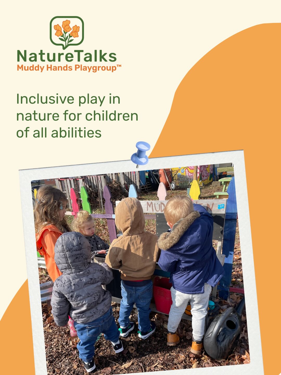 We’re excited to introduce NatureTalks Muddy Hands Playgroup™, a new program from NatureTalks designed to bring families together through inclusive, outdoor play.
These free playgroups are for children ages 2–6 and their caregivers, offering pressure-free, play-based experiences that enrich communication, movement, and social connection in a natural environment.
Muddy Hands Playgroup™ reflects the heart of NatureTalks — inclusive, thoughtful experiences that meet children where they are.
Visit our Events page to see upcoming sessions and register.
#NatureTalks #InclusivePlay #NaturePlay #EarlyChildhood #PlayBasedLearning