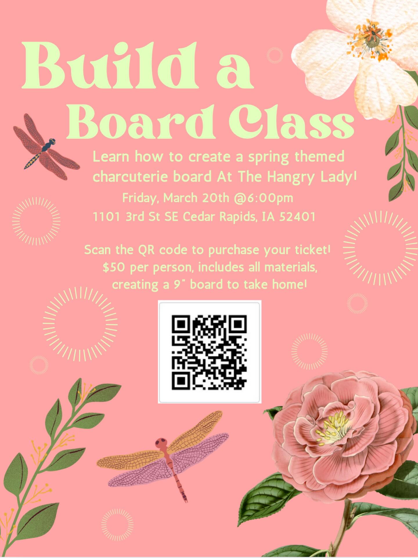 Bring a friend, and learn the Ins and outs of creating a charcuterie board with us at The Hangry Lady🌸
Scan the QR code to sign up💕
Excited to see you there✨