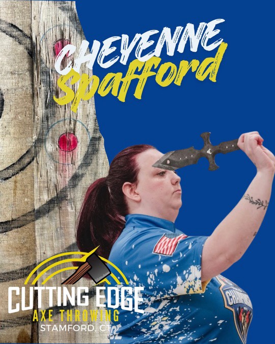 Welcome back to Worlds Wednesday! 🪓 🌎 🗡️ The World Axe and Knife Throwing Championship will be this April and we are so proud of all of the people who will be representing Cutting Edge Axe Throwing there! This week we celebrate Cheyenne! We are so proud of you Cheyenne! #wktl #axethrowing #knifethrowing #womenempowerment #everyonewatcheswomenssports
