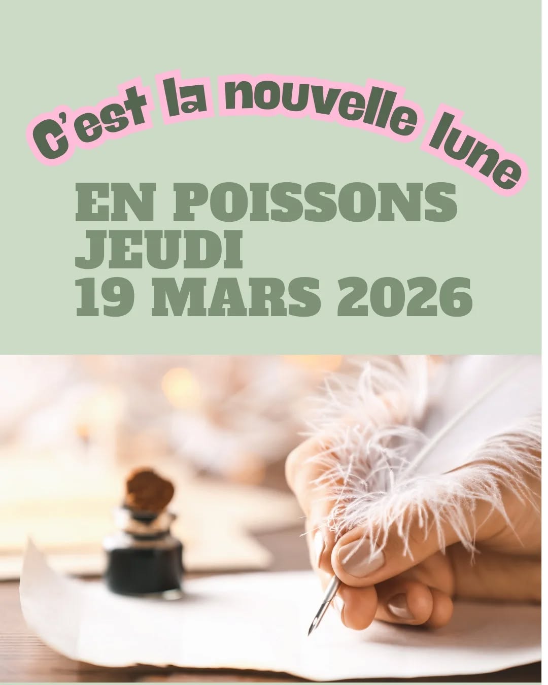 Nouvelle lune du 19 mars en poissons
Cette nouvelle lune nous invite à ralentir, à écouter notre monde intérieur et à poser des intentions qui viennent du cœur.
Juste avant l’équinoxe de printemps et le début d’un nouveau cycle astrologique, l’énergie des Poissons ouvre un espace précieux pour se reconnecter à son intuition et semer des graines alignées avec ce que l’on souhaite voir grandir dans sa vie.
Pas besoin de poser de nombreuses intentions.
Parfois une seule, claire et sincère, peut transformer beaucoup de choses.
✨ Quelle qualité veux-tu cultiver davantage dans ta vie ?
✨ Quelle direction ton cœur te souffle-t-il de prendre ?
Prends un moment pour te poser, respirer et laisser émerger une intention qui te ressemble vraiment.
Et toi, quelle graine as-tu envie de semer aujourd’hui ?
#nouvellelune #soinenergetique #rituelnouvellelune #femmeconsciente #chakras