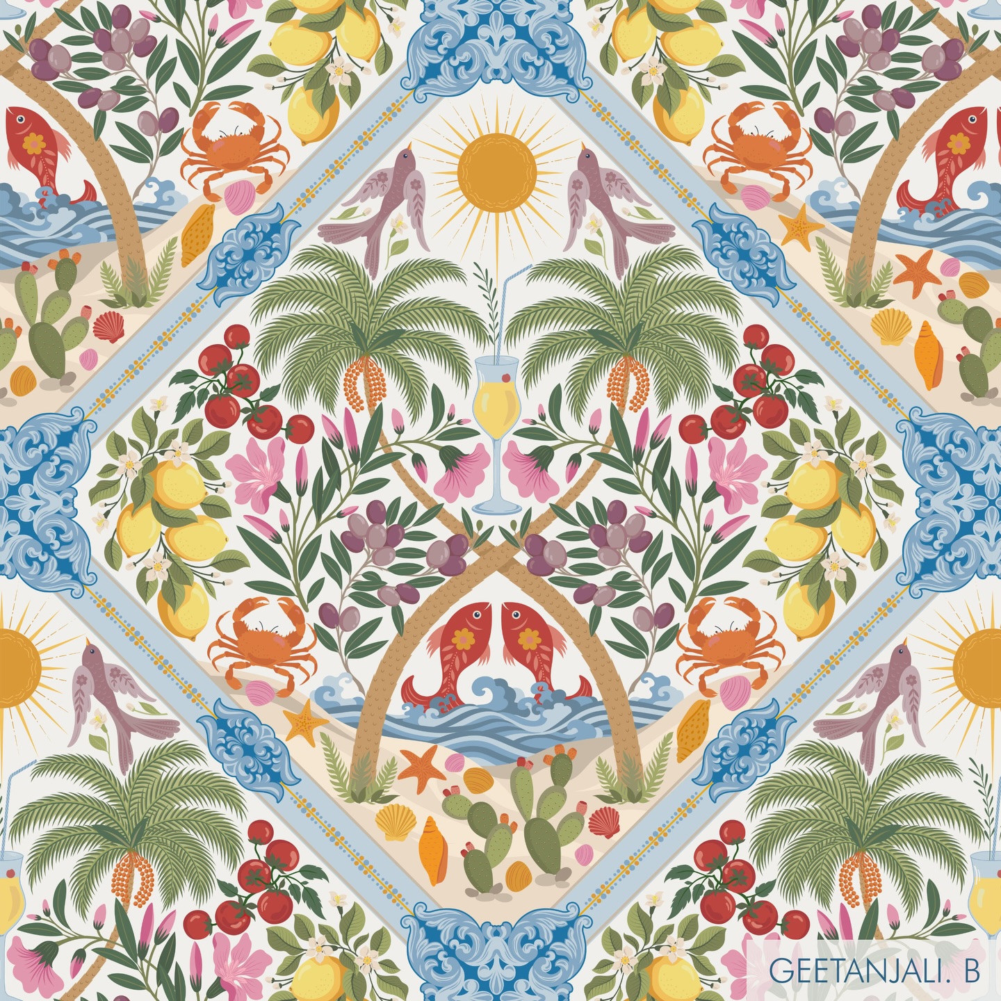 ✨Here is my entry for this week’s Spoonflower design challenge — a Mediterranean-inspired damask filled with lemons, olives, fish, palm trees, and coastal harvest motifs 🌿🍋🐟
Thank you for the love and votes to my country harvest❤️
.
.
#spoonflowerchallenge #spoonflowerdesigner #spoonflowerdesignchallenge #surfacepatterndesign #mediterraneanvibes 💓