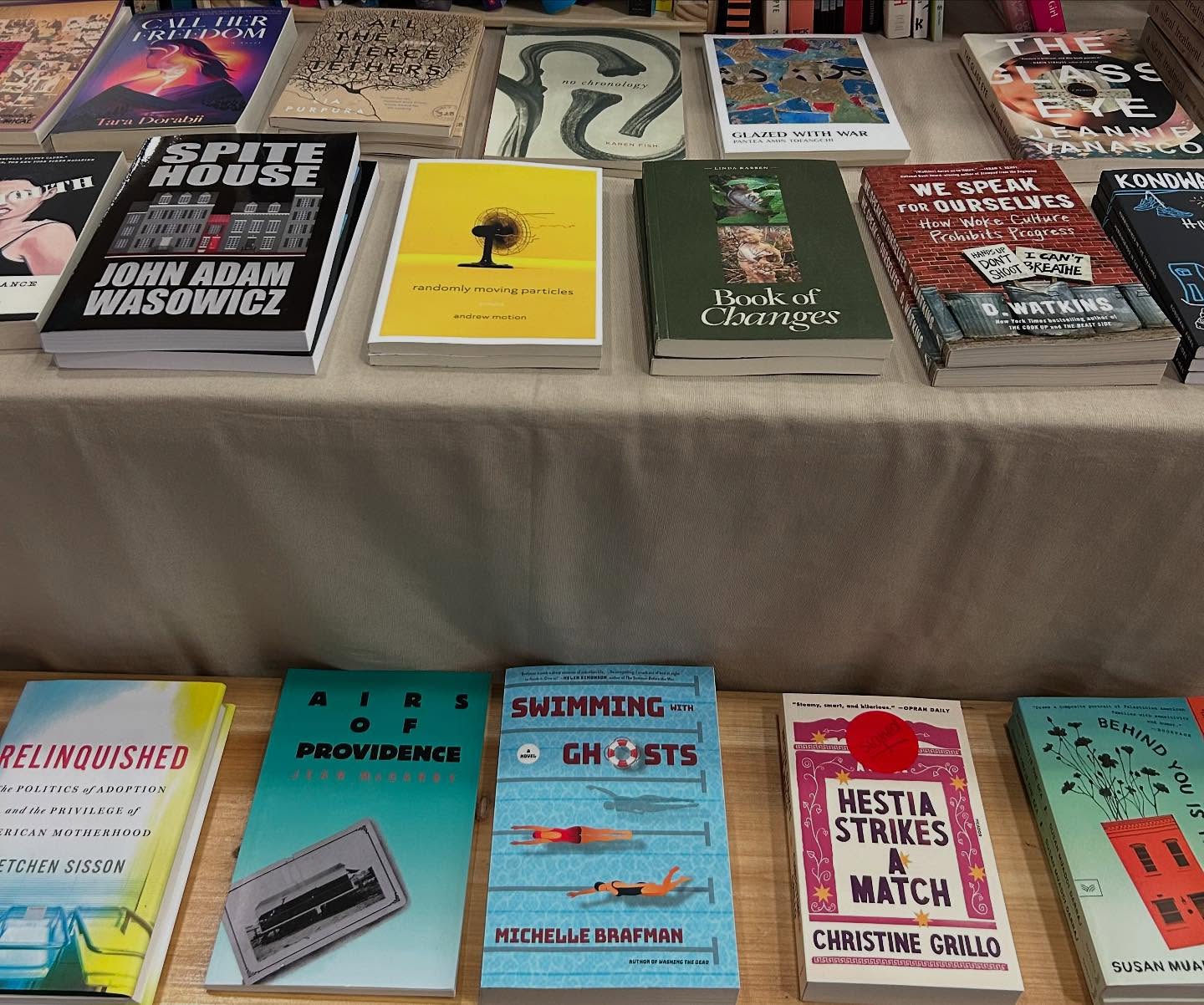 I didn’t make it to @awpwriter , but my book did! Huge thanks to @theivybookshop for including Swimming with Ghosts in your display!!! Great company! And double thanks to @jessicasimonpoetry for the pic.