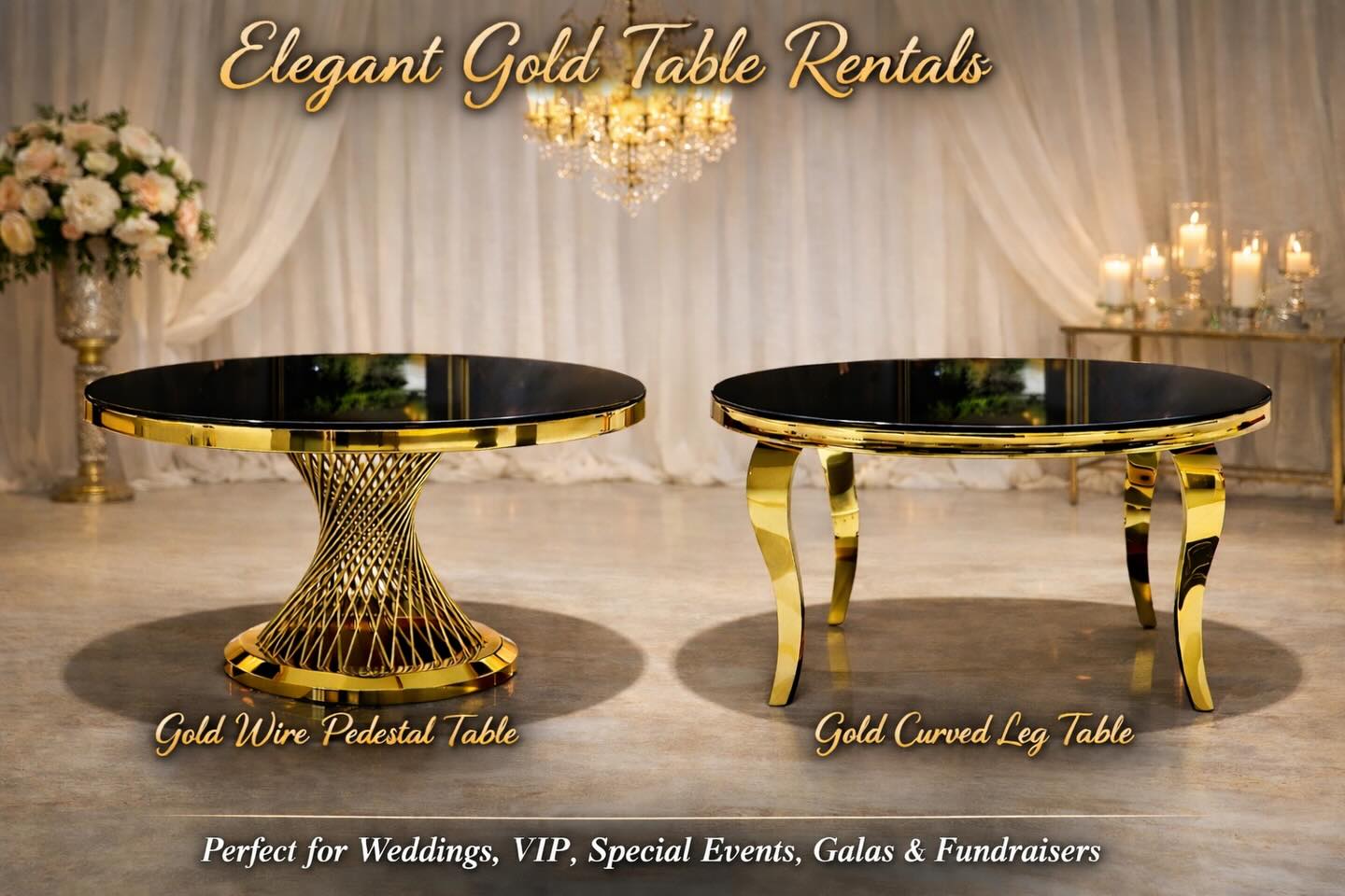 ✨ Elevate your event with timeless luxury ✨
Introducing our stunning Gold Designer Tables — the perfect statement pieces to bring elegance, sophistication, and a high-end feel to any celebration. Whether you're planning an intimate gathering or a grand affair, these tables instantly elevate the atmosphere and create a breathtaking focal point for your event design.
Featuring two beautiful styles — our Gold Wire Pedestal Table and our Gold Curved Leg Table — each piece is designed to stand out while complementing a wide range of décor styles. The sleek glass tops paired with the luxurious gold bases create a modern yet timeless look that photographs beautifully and leaves a lasting impression on your guests.
Perfect for:✨ Weddings✨ VIP sections✨ Special events✨ Galas✨ Fundraisers✨ Luxury celebrations
These designer tables are ideal for sweetheart tables, cake displays, VIP seating, cocktail areas, and statement installations. Their elegant design blends seamlessly with florals, candles, and custom décor to create a truly unforgettable setting.
At Brilliant Lounge Event Rentals, we specialize in bringing your vision to life with unique, high-end event pieces that transform ordinary spaces into extraordinary experiences.
Let’s create something beautiful together.
📩 DM us to reserve for your upcoming event📍 Serving Sacramento & the San Francisco Bay Area