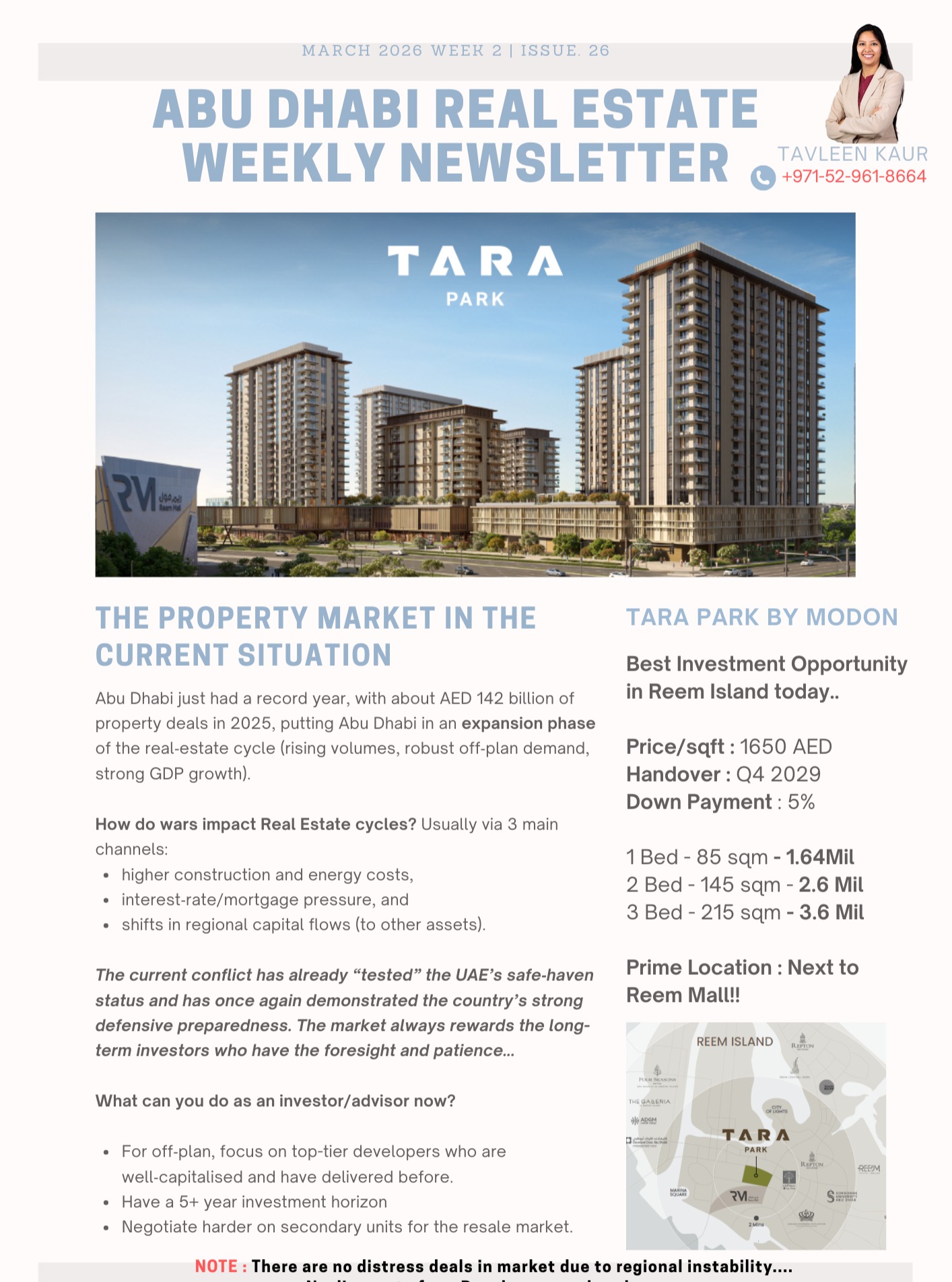 🏡 Newsletter of the Week | March 2026 Week 2 Edition
My latest real estate newsletter is out! ✨
This week’s edition brings you the most exciting property updates, investment insights, and market trends shaping the UAE real estate scene.
💡 Here’s what’s inside:
----> New Launch in Reem Island, Abu Dhabi
----> How to Navigate Property in the current regional situation
Each Project is different, catering to different investment preferences. Message now to know which project suits your investment style!!