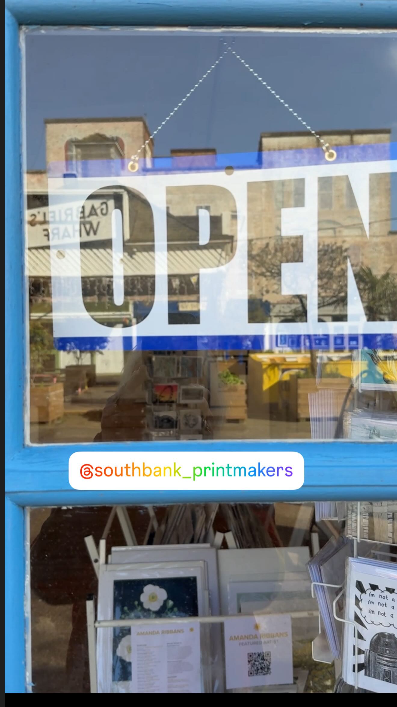Come on down @southbank_printmakers open all day! Itâs a beautiful morning and set to continue. Our featured artist @amanda_ribbans has a great window display of her work and there are plenty of prints to see from the other artists here @southbank_printmakers