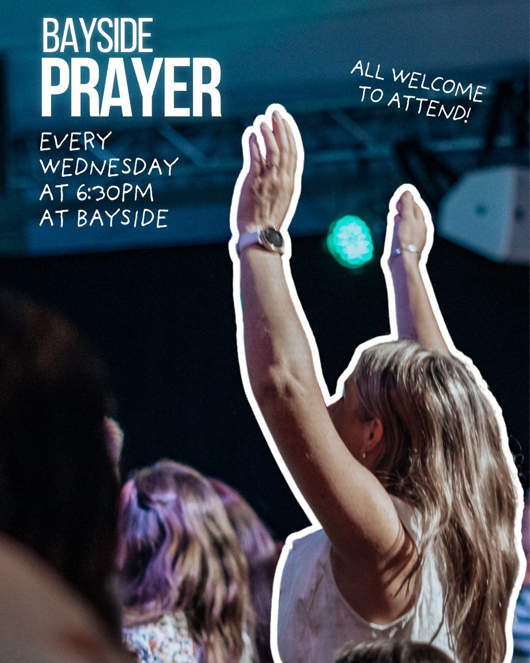 After the 21 Days of Prayer we completed in February, we decided to continue with a prayer evening each week on Wednesday's. We found that great breakthroughs happened for many in the church and we want to continue to press in with consistent prayer.
We want to invite you to attend this prayer night at Bayside at 6:30pm. All are welcome โบ๏ธ