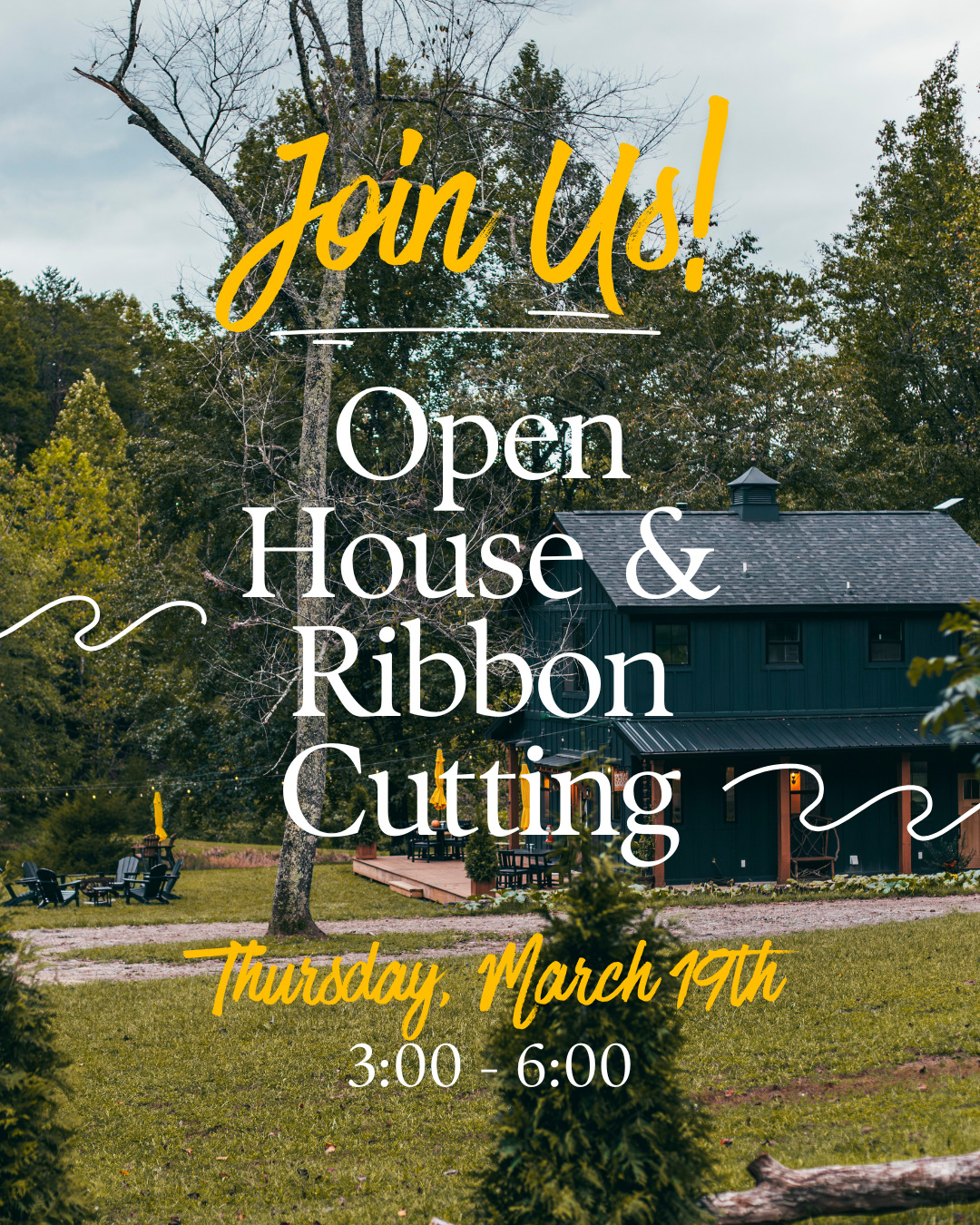 March 19th! 3 - 6:30! us, along with the Carolina Foothills Chamber of Commerce for an Open House, Ribbon Cutting and the Business After Hours event for chamber members. We will have tent tours, snacks, camp fire s'mores. Open to the public. We'd love for you to come see what we've built! Ribbon Cutting Ceremony @ 5:00. Hope to see you there!