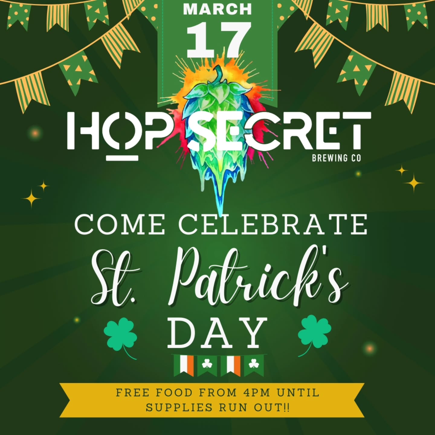 🍀☘️🎉 Join us for a Shamrockin' St. Patty's Day Bash! 🎉☘️🍀
We're turning the taproom into an Emerald Isle extravaganza this Tuesday, March 17th! 🍻 Get ready to paint the town green and celebrate St. Patrick's Day with us!
🍴 FREE FOOD ALERT: Indulge in our mouthwatering corned beef feast starting at 4pm! We'll be serving up traditional Irish fare until supplies last, so arrive early to snag your share of deliciousness. Some of you OG's will recognize some throwback items from the Restaurant on Myrtle! 😉🍽️🍀
Bring your best jigging shoes and your thirst for good times! Let's make this St. Patty's Day one to remember! 🎶🍻 Don't miss out – see you at the taproom! 🎉 #StPatricksDay #TaproomShenanigans #LuckOfTheIrish 🍀🍻