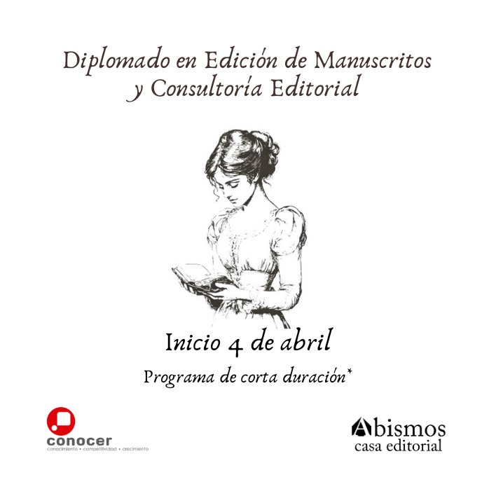 Aún tenemos lugares en uno de los horarios en el Diplomado en Edición de Manuscritos y Consultoría Editorial. Iniciamos el 4 de abril.
¡Te esperamos!