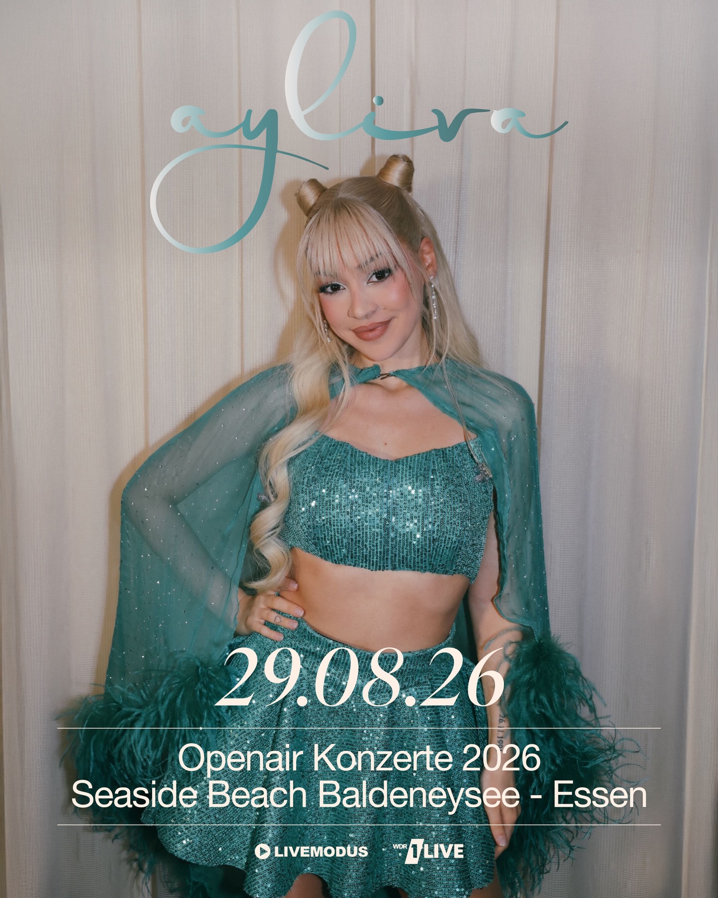 AYLIVA | Openair Konzerte 2026
🗓️ 29.08.2026
📍 Seaside Beach Baldeneysee - Essen
Tickets im Vorverkauf auf livemodus.de und eventim.de