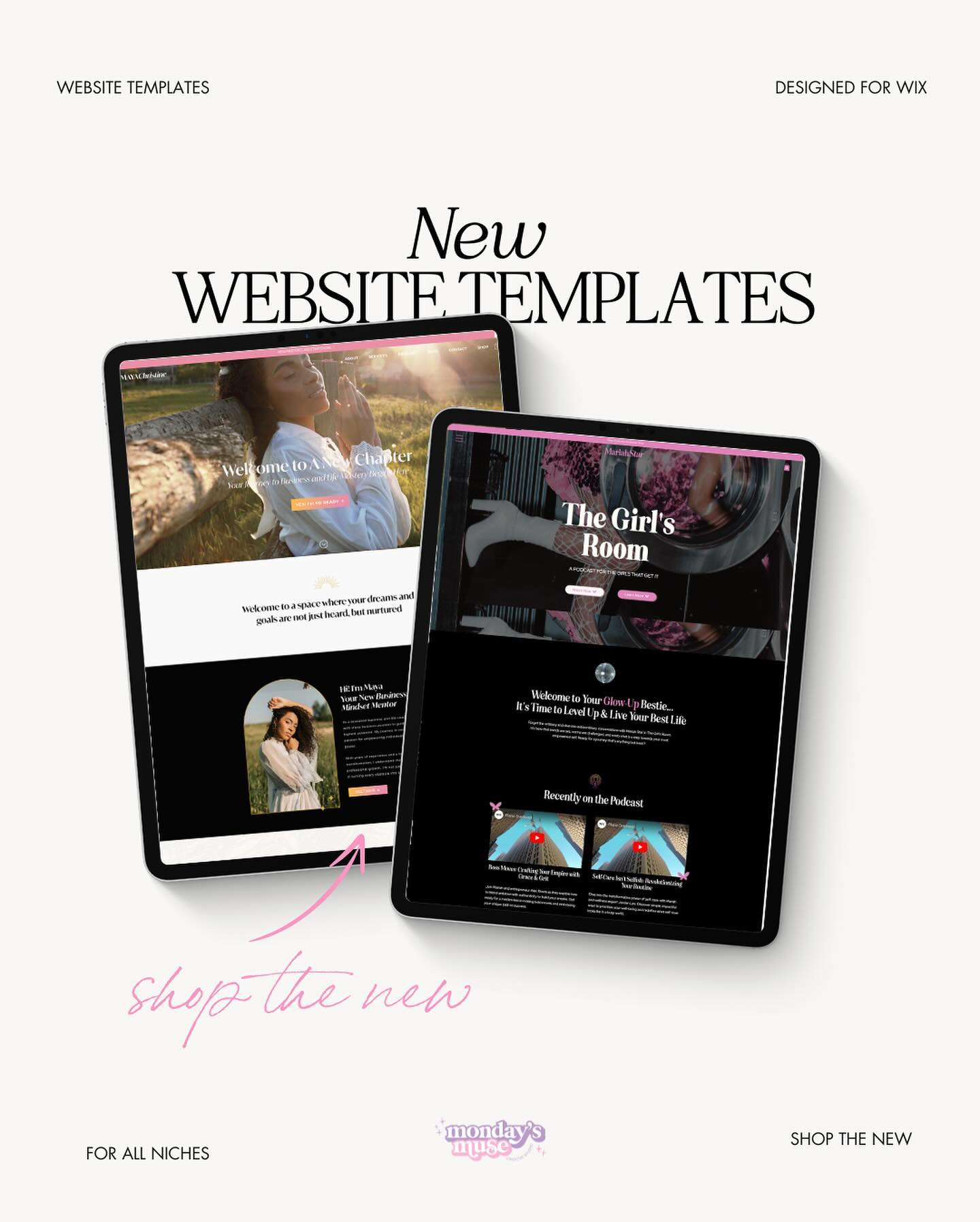 Hey yâall! Iâve been in the lab, in between clients, mixing up a fresh batch of Wix websites templates just for you.
Introducing the latest website templates, each designed to amplify your brandâs online presence without breaking the bank. đ
đ˝
Meet the newest ladies:
- Maya: For Coaches
- Mariah: For YouTube Podcasts
- Scarlett YouTube: For YouTube Podcasts
- Sophia: For Photographers
For the Scarlett audio podcast template lovers, donât worry. She is still available đ
Want one for your brand? Subscribe to my newsletter via the link in my bio and receive 10% off, branding and website tips, motivation, and the occasional Riri gif (because weâre in the Navy over here IYKYK) #itsmondaysmuse
#wixwebsite #websitetemplate #wixwebsitedesign