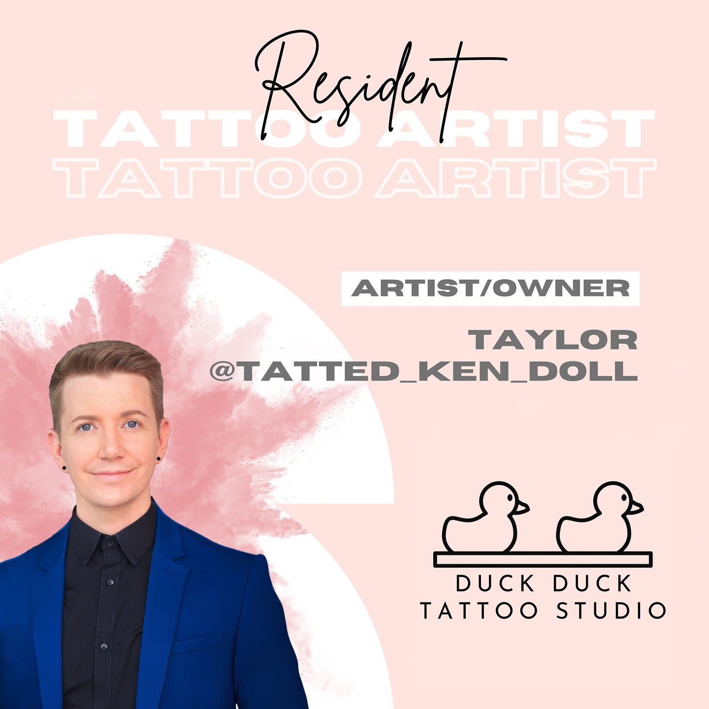 Next up is our resident artist and owner, Taylor @tatted_ken_doll ! 🎊🕺
Taylor is a queer artist and the owner of Duck Duck Tattoo. He opened the studio in 2023 to create a safe, welcoming space for queer individuals and women/femme clients, addressing the lack of inclusive and tranquil tattoo environments. A lifelong visual artist, Taylor began tattooing after the pandemic inspired him to reflect on his career as a classically trained flutist. While he enjoys working in a variety of tattoo styles, he has a particular passion for lady faces, animals, and designs inspired by cartoons and anime.
Based in Pittsburgh, Taylor shares his life with his two partners, two dogs, and two cats. Beyond tattooing, he has performed as a drag artist, Kylie Fortissimo, for over 20 years and is a dedicated advocate for LGBTQIA+ rights. 🏳️🌈
Reach out to Taylor to book your next tattoo and see the new shop in Lawrenceville! 💖😍🔥