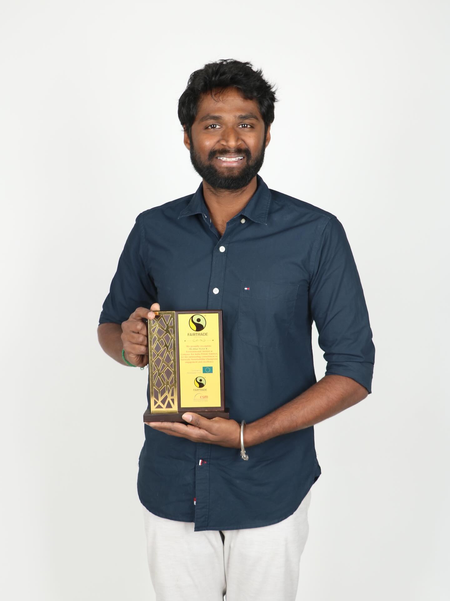 We are proud to share that our Environmental Analyst, Allan Victor, has received another well deserved recognition.
This time, he has been honoured by Fair Trade India for his outstanding commitment as a Fairtrade Sustainability Champion.
The award acknowledges Allan’s dedication to promoting ethical standards and advancing environmental responsibility. His continuous efforts reflect the core values of Compass Tex and strengthen our commitment to sustainable textile practices.
With his expertise and passion, Allan plays an important role in driving positive change within our team and across our industry.
#compasstex #sustainability #fairtrade