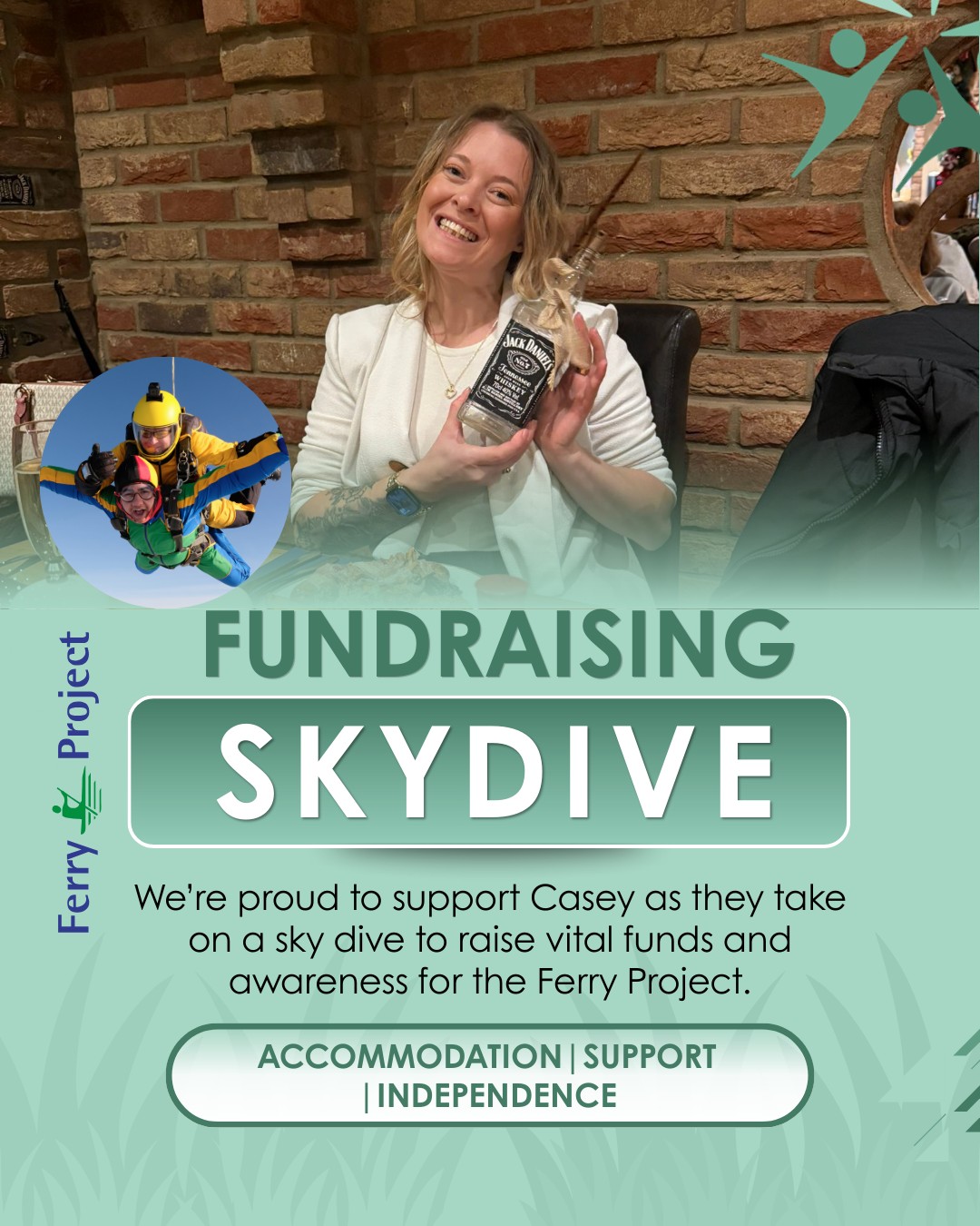💙 Support Casey’s Sky Dive for The Ferry Project! ✈️💫
Casey is bravely taking the leap to champion an essential cause, and every donation helps strengthen the Ferry Project’s life‑changing work.
Your support truly makes a difference - visit www.justgiving.com/page/caseyarcher to cheer Casey on and contribute today. 💙