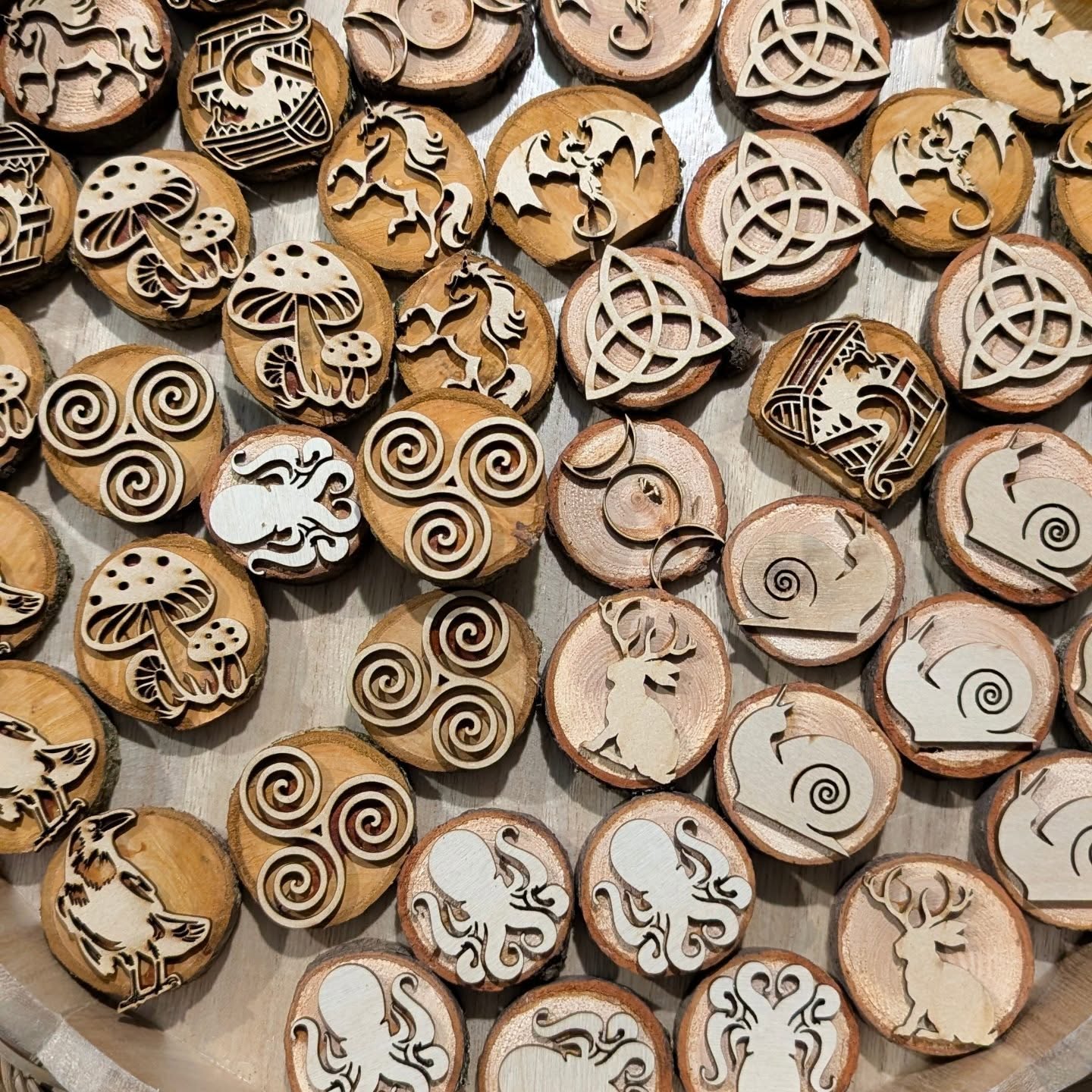 Exciting News! Wood Stamp Restock is Here!
Get ready—I'll be updating the website soon, just in time for the debut of our brand-new design at @4wfaerieevents in just over two weeks! Can you spot the new one?
These versatile stamps are perfect for more than just playdough—they're fantastic for altar decor, turning into magnets, and making thoughtful, affordable gifts for your loved ones. Artists and crafters love using them with clay, soap, and even printmaking! The best part? The possibilities are endless—creative play is the heart of what I do!
Catch me at Booth 14 by the stage in the Goblin Market on March 28th and 29th. Come see, shop, and spark your imagination! #4wfaerieevents