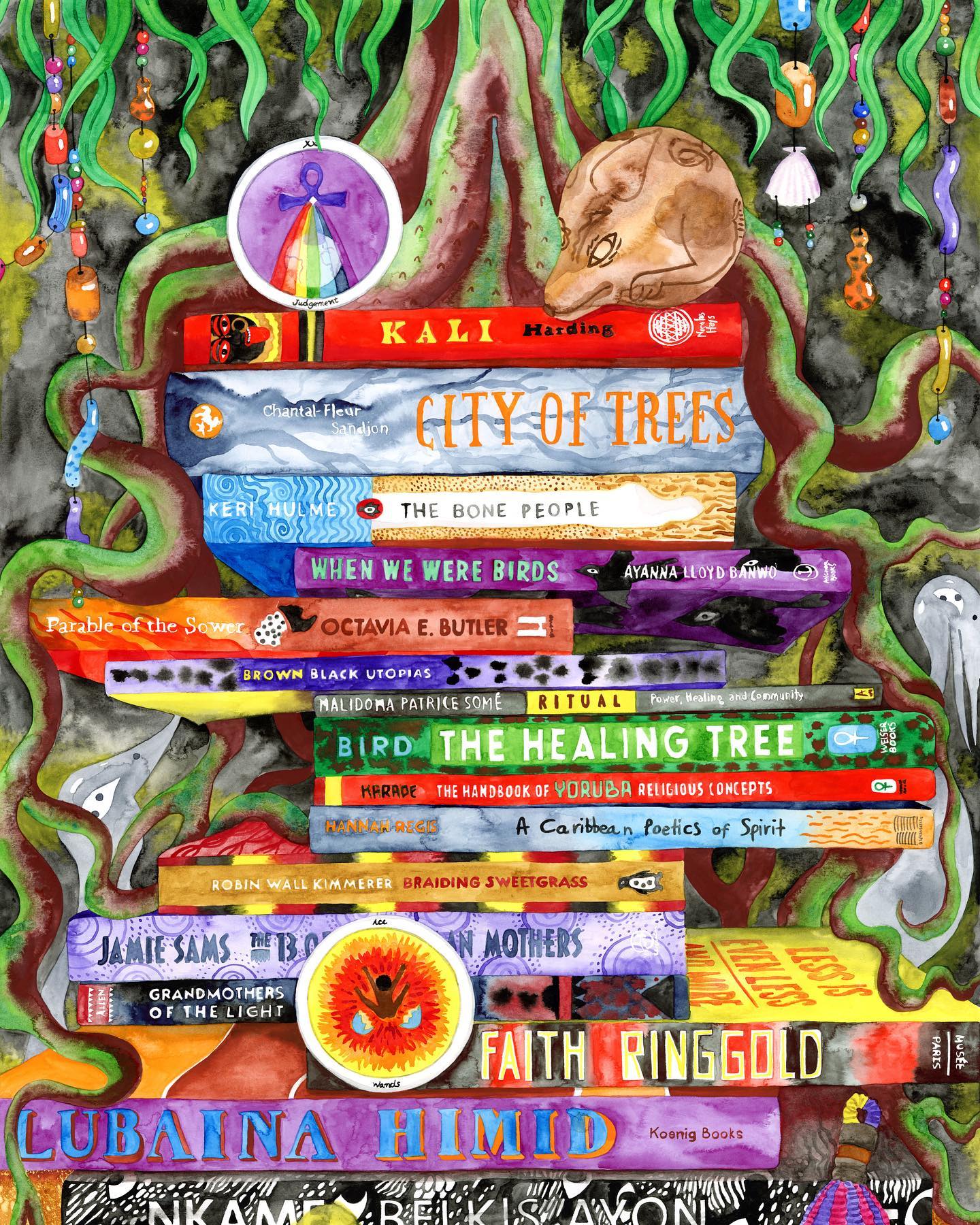 « Reading List 10, The Healing Tree » (2024, watercolour on paper) is still on display at @galeriewedding until February 15th 💚
.
Slide 2: untitled poem, 2025
.
.
.
#art #galeriewedding #watercolor #aquarelle #poetry #tree #books