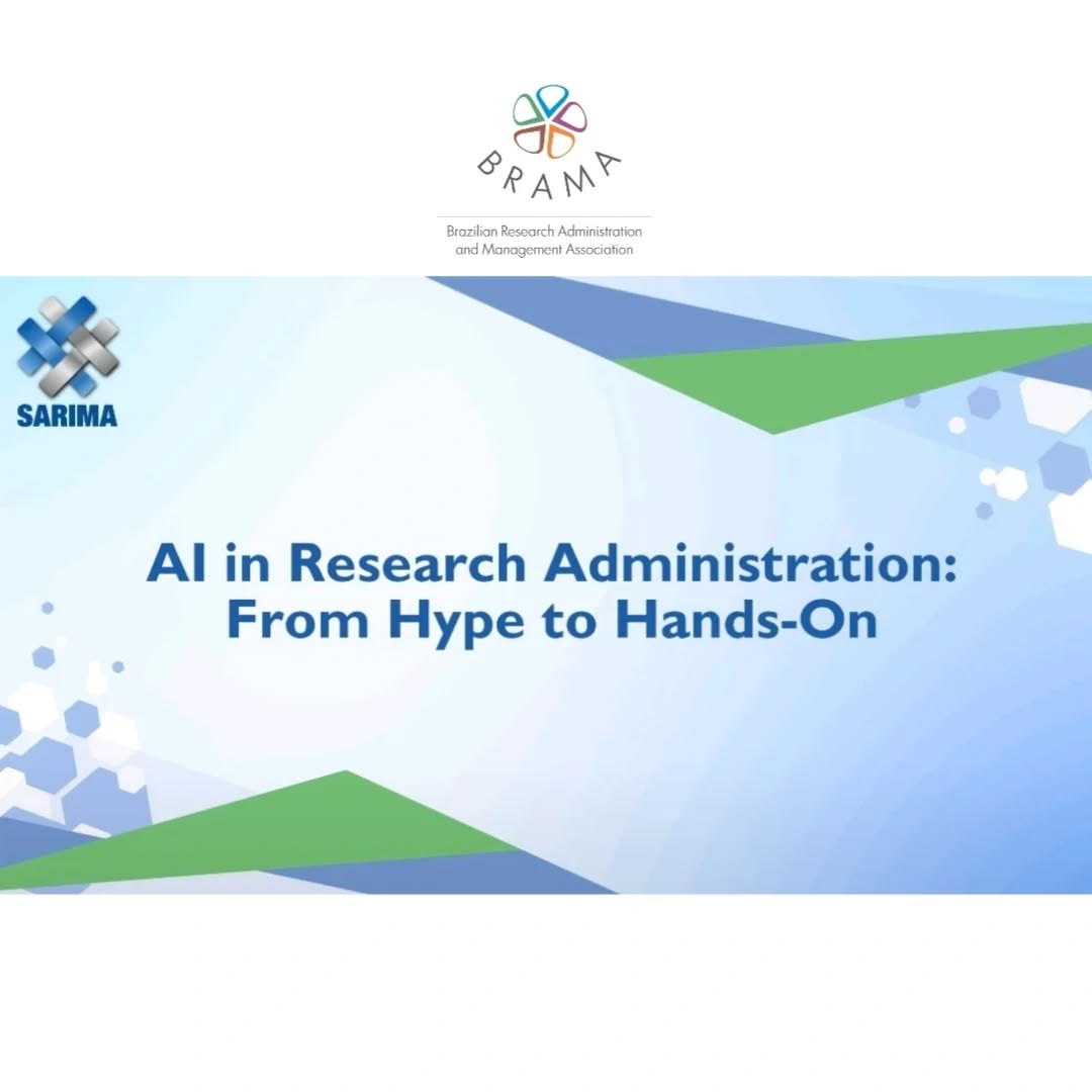🚀 Webinar | AI in Research Administration: From Hype to Hands-on
A BRAMA convida sua comunidade a conhecer e participar de um webinar internacional promovido pela SARIMA – Southern African Research and Innovation Management Association, organização sul-africana dedicada ao fortalecimento da gestão da pesquisa e da inovação.
Neste webinar gratuito, serão apresentados exemplos práticos de como a Inteligência Artificial pode ir além do hype e ser aplicada na administração da pesquisa, incluindo casos de uso, tendências emergentes e aplicações voltadas para eficiência, conformidade e gestão estratégica da pesquisa.
👩💼 Público-alvo:
Gestores e administradores de pesquisa e profissionais interessados em explorar o uso da IA para apoiar o conhecimento e a inovação.
19 de março, das 6h00 às 7h45 da manhã.
👉 Inscreva-se:
https://lnkd.in/g_54tTVR
#PesquisaeInovação #ResearchManegement #ArtificialIntelligence #InteligênciaArtificial #Inovação