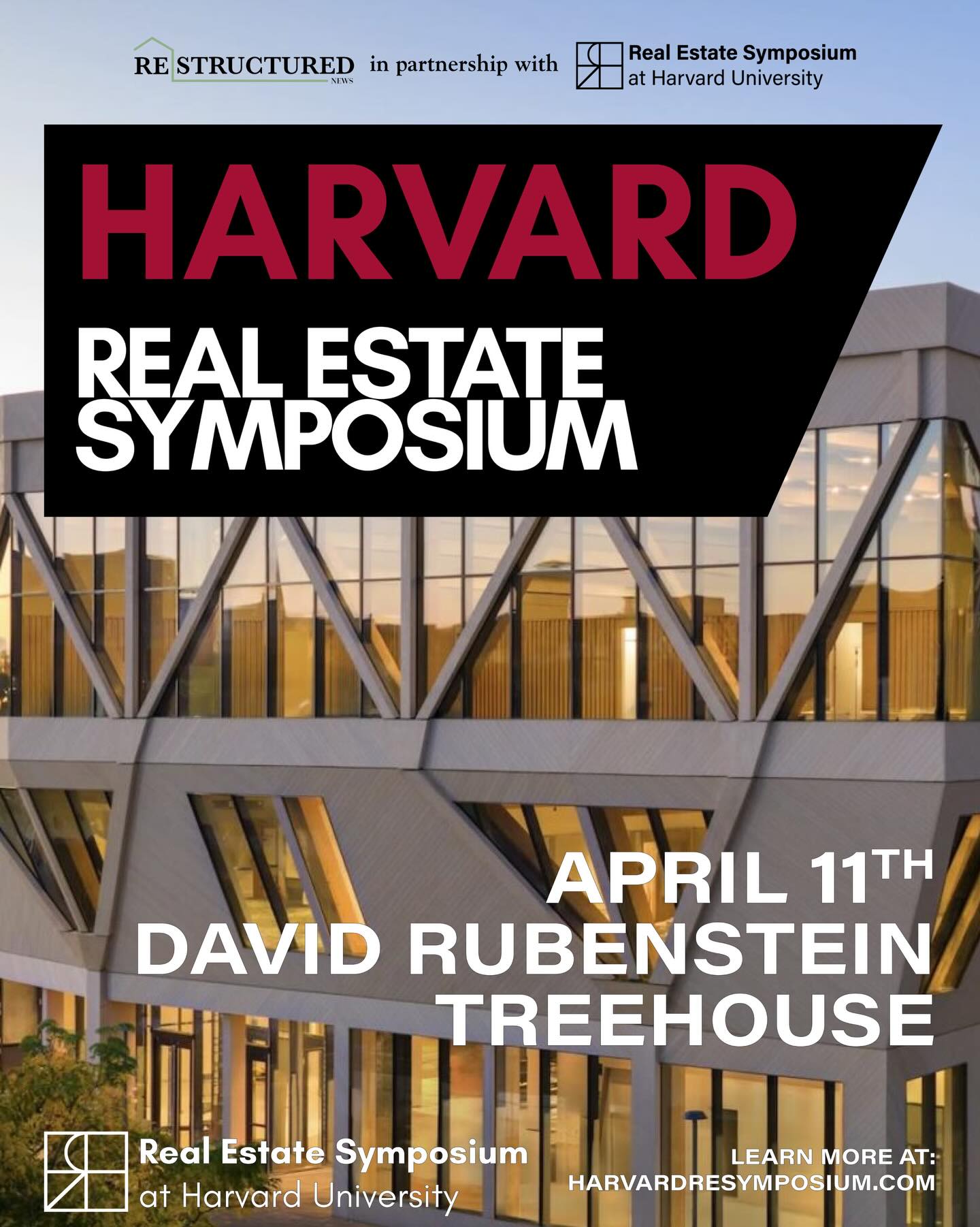 Restructured News is proud to serve as a media partner for the Harvard Real Estate Symposium, taking place on April 11th at the David Rubenstein Treehouse at Harvard University. The event will bring together leading voices across real estate, development, investment, and the built environment for a day of conversations exploring the trends shaping the future of the industry.
We’re proud to support university real estate programs that bring together students, academics, and industry leaders for thoughtful conversations shaping the future of the industry.
Visit the link in our bio to learn more about the symposium and purchase tickets. We look forward to seeing you all in Boston!