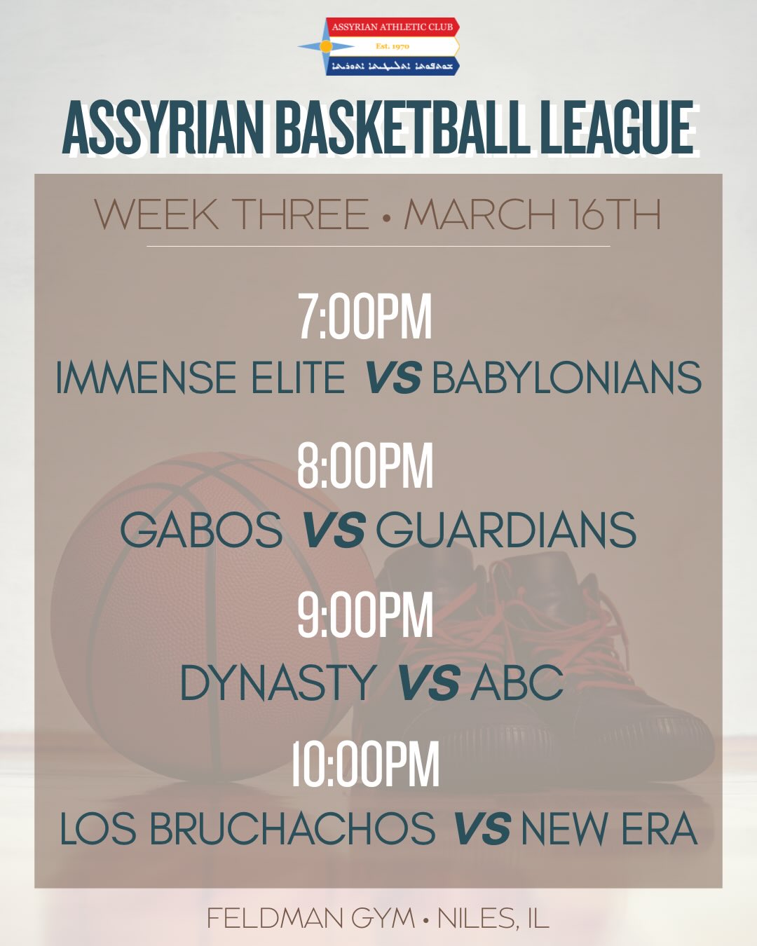 Join us tonight for Week Three of ABL! Games will be starting at 7PM tonight at Feldman Gym! See you all tonight!
Swipe for the current standings!