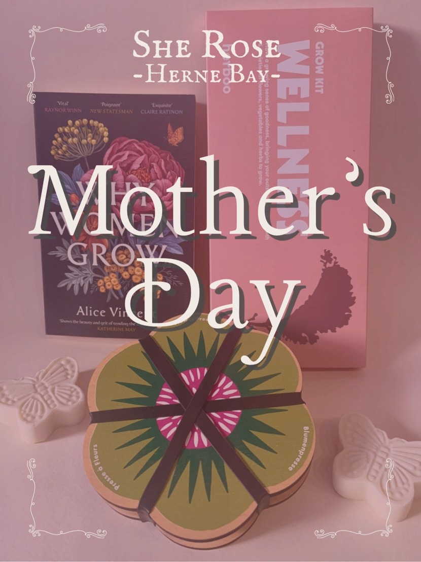 For Mother’s Day, a few quiet things:
Pages to turn. Seeds to scatter. Flowers to press and keep. Natural soaps for bathing.
Small gifts for thoughtful women. 🌿
Visit 'She Rose', Herne Bay, for a gentler type of gift.
⏱ Open 10–4 Wed–Sat
📍She Rose Gallery
165 Mortimer Street
Herne Bay
CT6 5HE