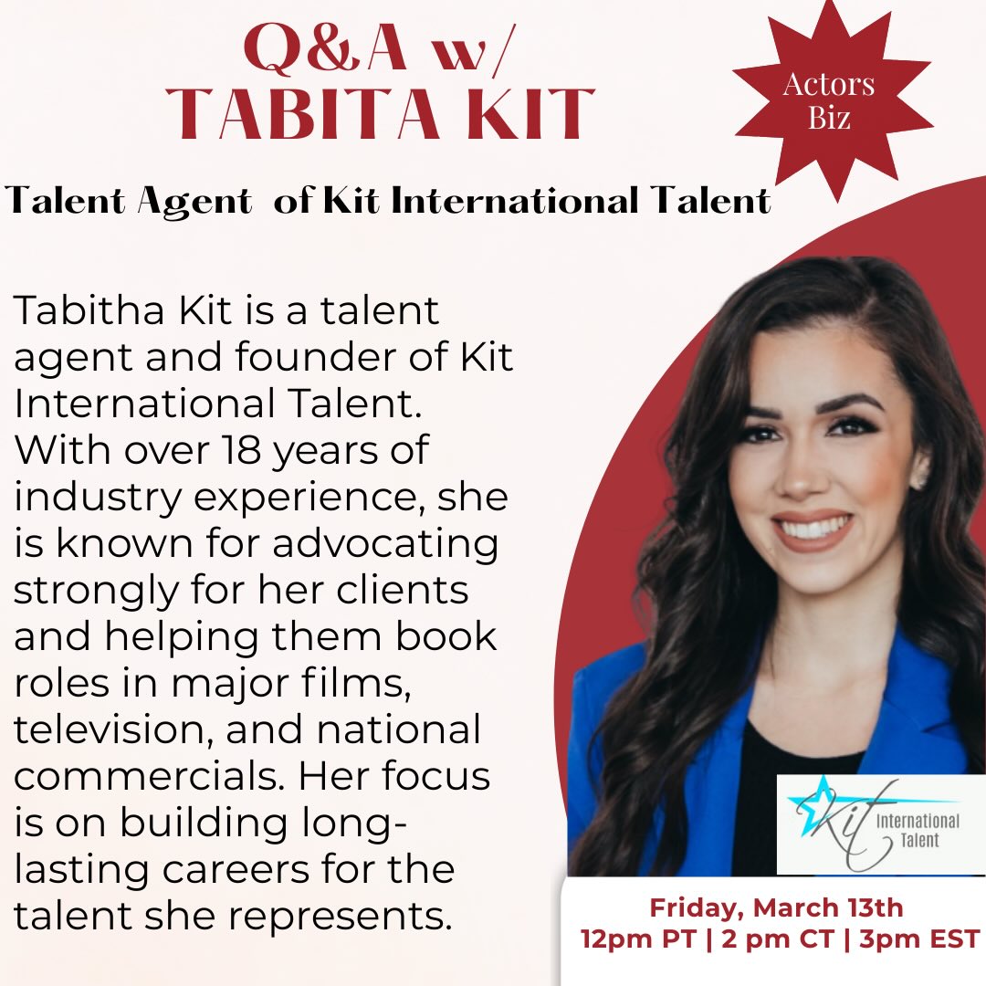 We love working with Tabitha on the MYM side and have had the pleasure of booking together, so I’m especially excited to have her join us inside Actors Biz for a live Q&A🔥
I’m thrilled for our community to connect with her and learn from such a fantastic agent and advocate for actors😍
Actors Biz members, bring your questions🫶
#actorsbiz #talentagent #talentmanager #actingcareer #actorsofinstagram