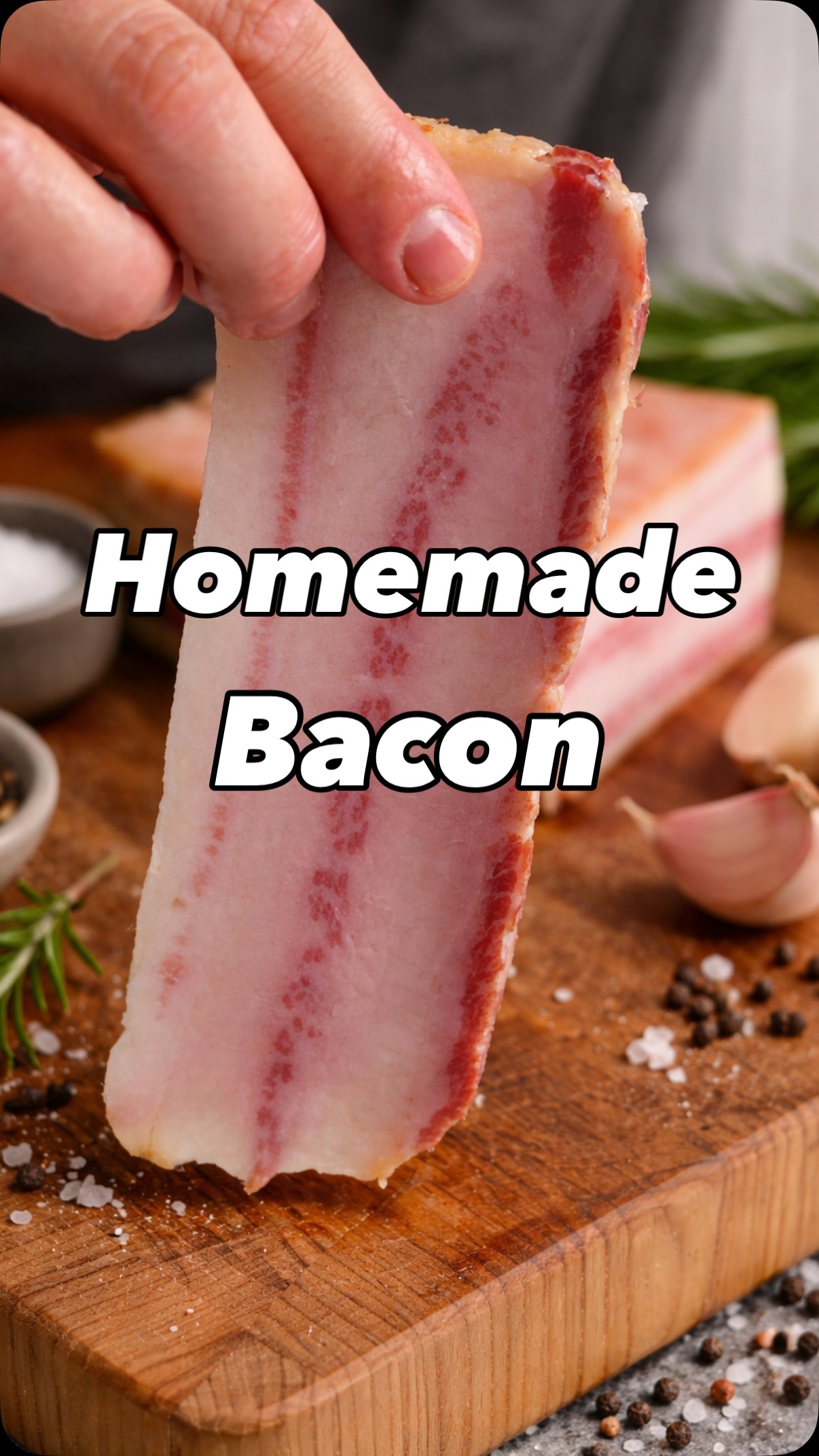 If you have ever wanted to make your own bacon then this is the recipe for you!! I’m using Mangalitsa pork belly from @eh_farms to make a truly special bacon indeed. It’s fairly easy to make if you follow the steps. You just need some time so it’s a great weekday project to do! Full recipe 👇
Manga Bacon
1.7-2.5kg Pork belly (skin on)
6 Garlic cloves peeled
Bunch of mixed herbs (rosemary, thyme, sage)
3 Bay leafs crushed
1/2 Tbsp Black peppercorns crushed
Dry Cure
2:1 Ratio Salt to Sugar
30g Kosher salt
15g Fine sugar
10% Weight of dry cure in curing salt
4.5g Curing salt
Prepare your pork belly by rubbing it with 30g of mixed dry cure. Store the remaining cure in a container. Spread the cure over a tray and rub the pork belly evenly. Place the pork in a ziplock bag or container with herbs and garlic. Mix well and seal. Refrigerate for 7-10 days and flip bag over every other day. The bacon is cured when firm in the middle. Wash the cure off, pat dry, and refrigerate for up to 3 days if not smoking immediately. Smoke or bake at 200f-93c for 2-3 hours until the internal temperature reaches 150f-65c. Remove the rind, cool, and enjoy your bacon!
#chefsofinstagram #recipe #bacon