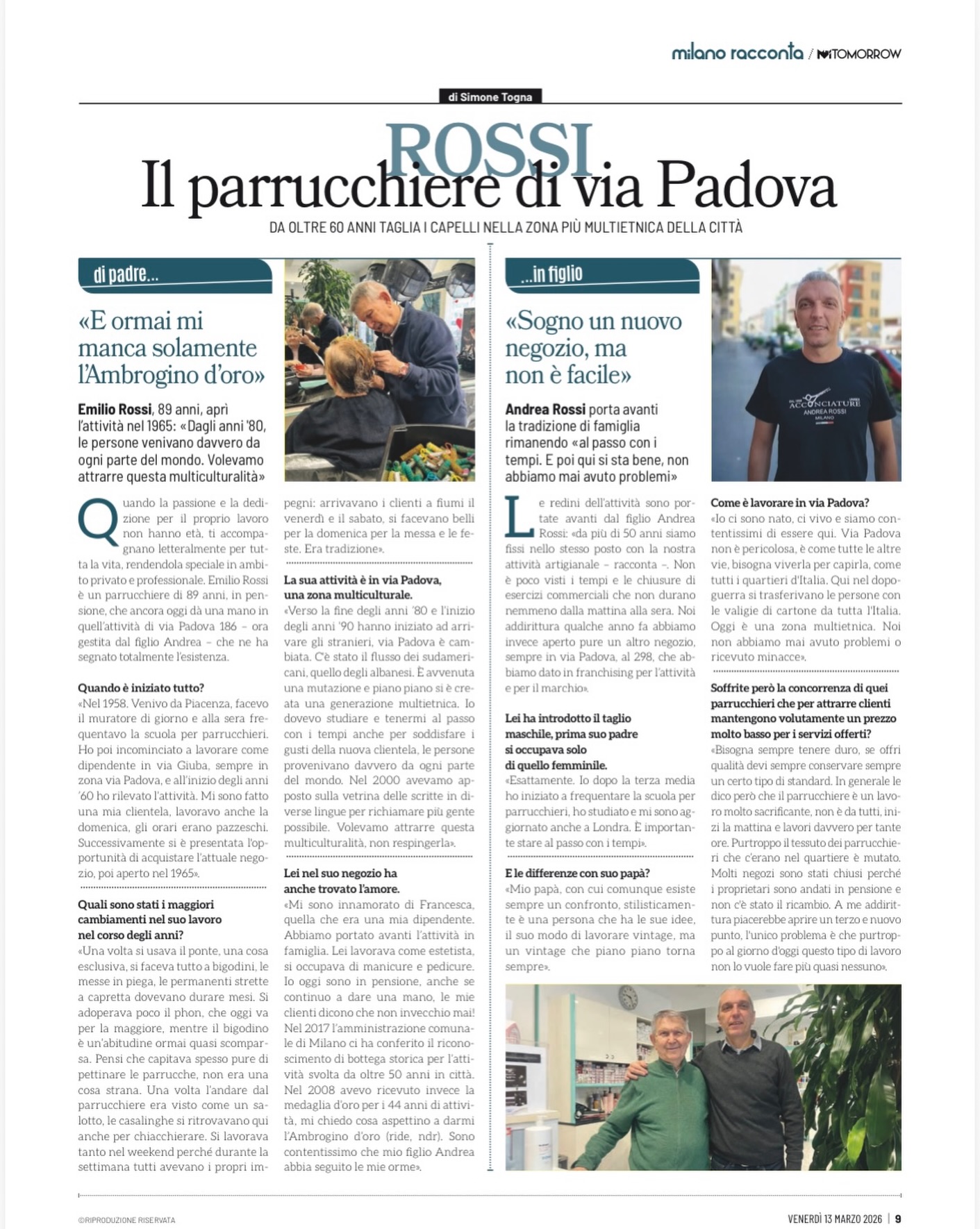 OGGI PARLANO DI NOI!!!!
WWW.MITOMOROOW.IT
#acconciatureandrearossi #paruchiere #hairstylist #milano #italia