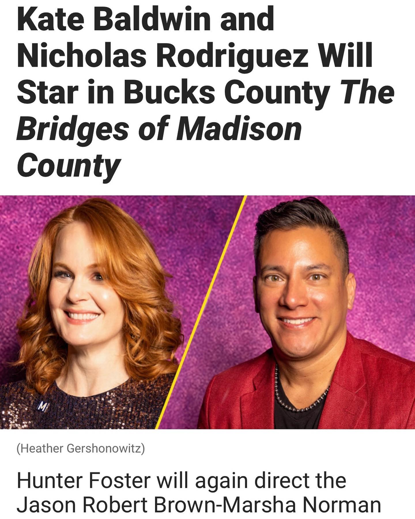 Cat’s outta the bag! THRILLED to be headin up to @theaterbcp Bucks County Playhouse to understudy @realkatebaldwin and revisit this glorious show. August 11-September 10!! #buckscounty #bridgesofmadisoncounty #jasonrobertbrown @boalswinnett #loveisalwaysbetter