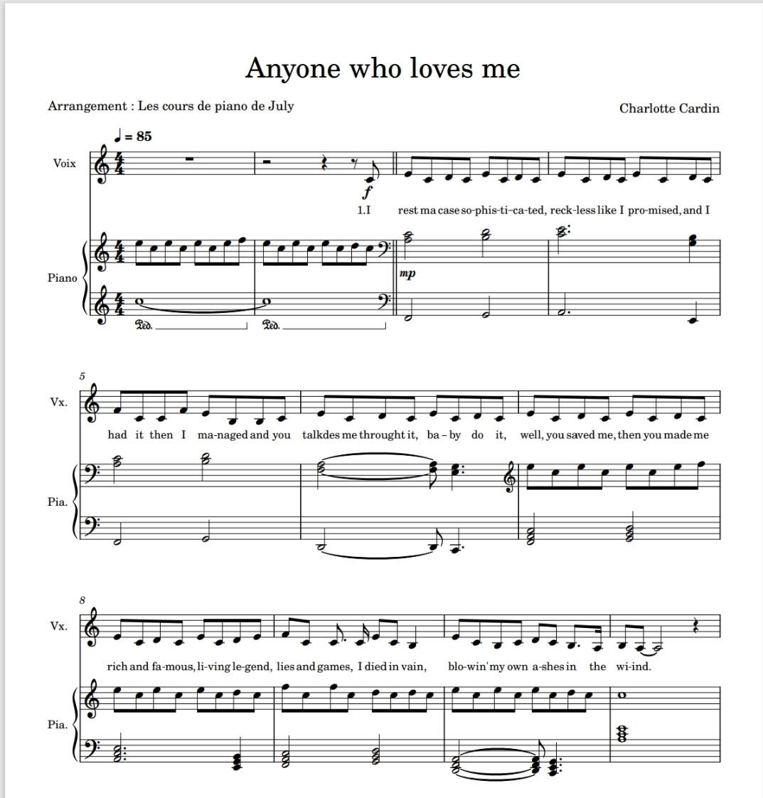 Anyone who loves me — Charlotte Cardin 🎤
Nouvelle mélodie à chanter, partition numérique disponible maintenant. 🎶 — Link in Bio
#CharlotteCardin #Melodie #Partition #Chant #Musique #Nouveau #LesCoursDePianoDeJuly