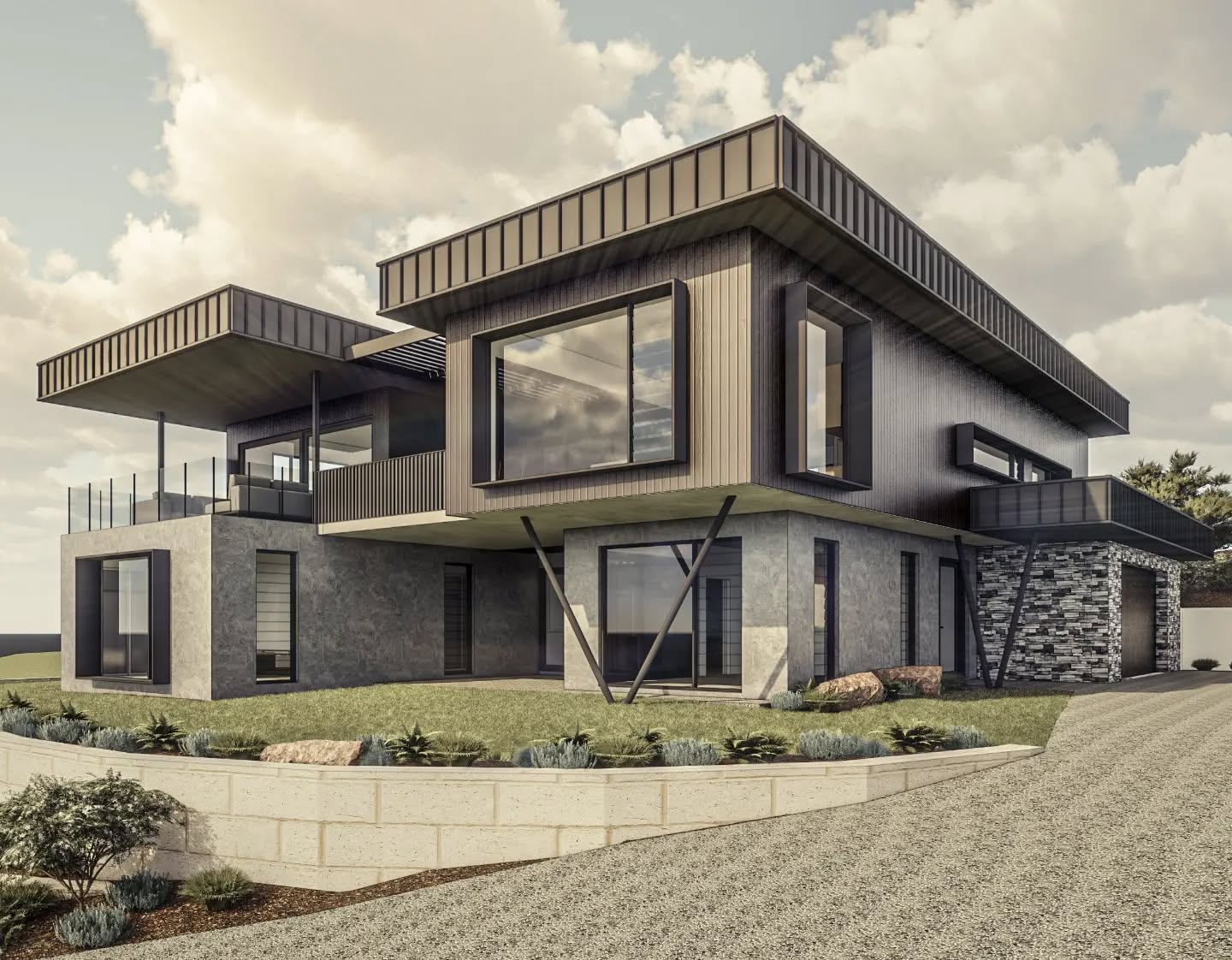 Moody Home. Burnt Timber, Concrete, Monument Colorbond.
Should look great against the natural dunes.