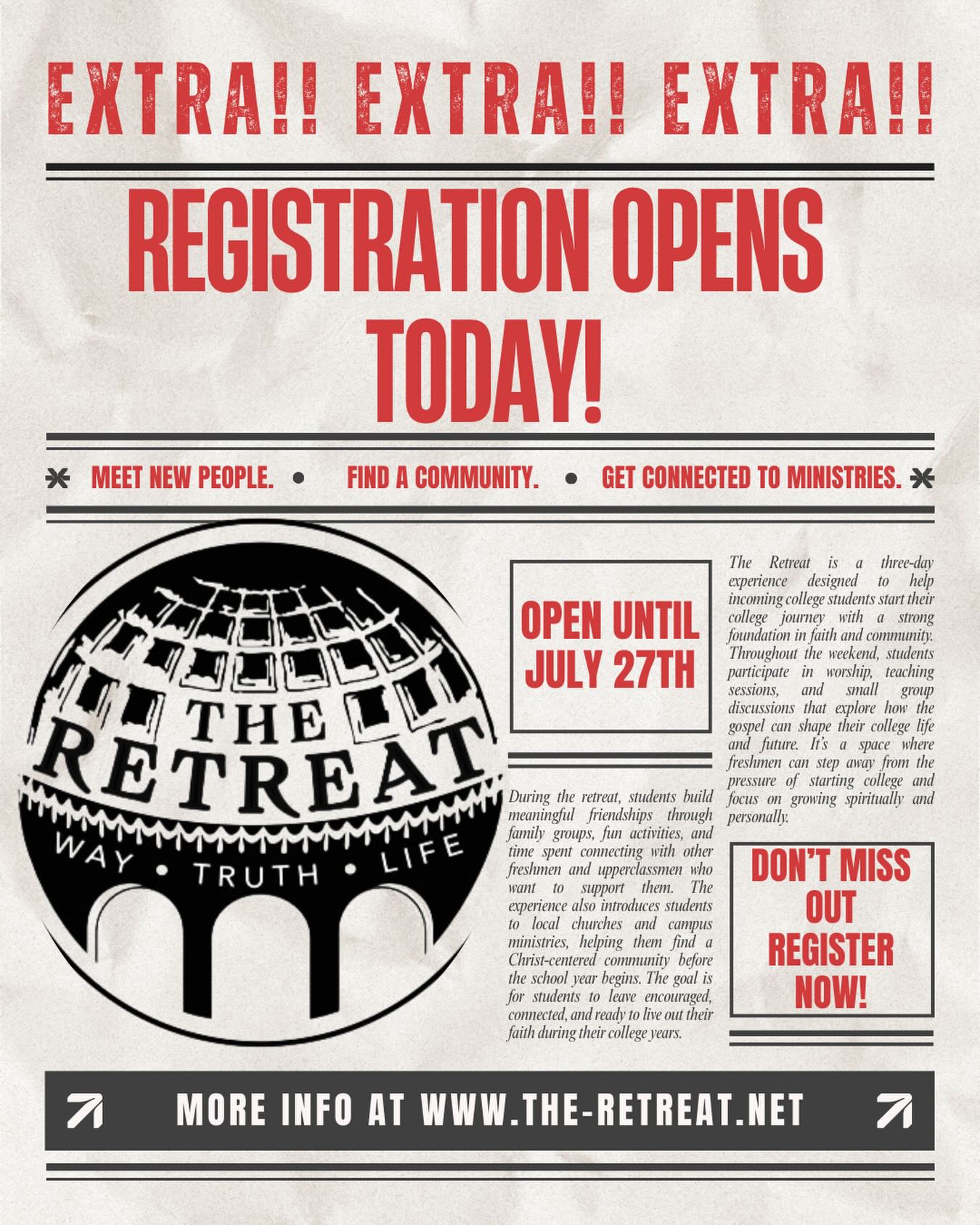 Surprise! Registration for THE Retreat 2026 is now open! Click the link in our bio to get registered today, we are excited to see you there.
#osu2030 #theretreat #ohiostateclassof2030