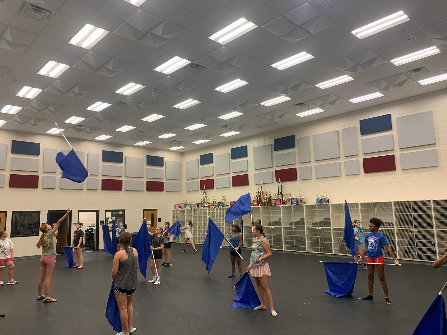 Sights from day one of Band Camp! Color Guard and Percussion working hard!