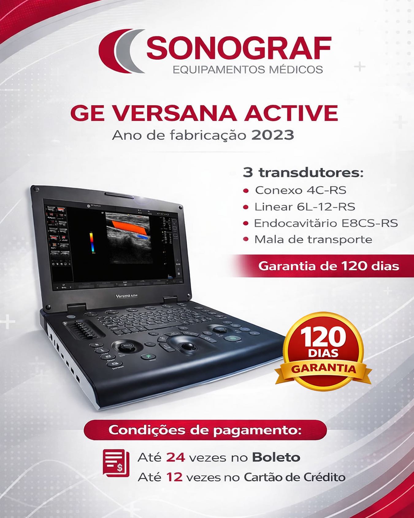 A precisão de um GE ao seu alcance: GE Versana Active.
▶️ Três transdutores gerais
▶️ Cardio opcional
▶️ Maleta
▶️ Pronta entrega
#sonografequipamentos #geversana #doppler #modob #vascular