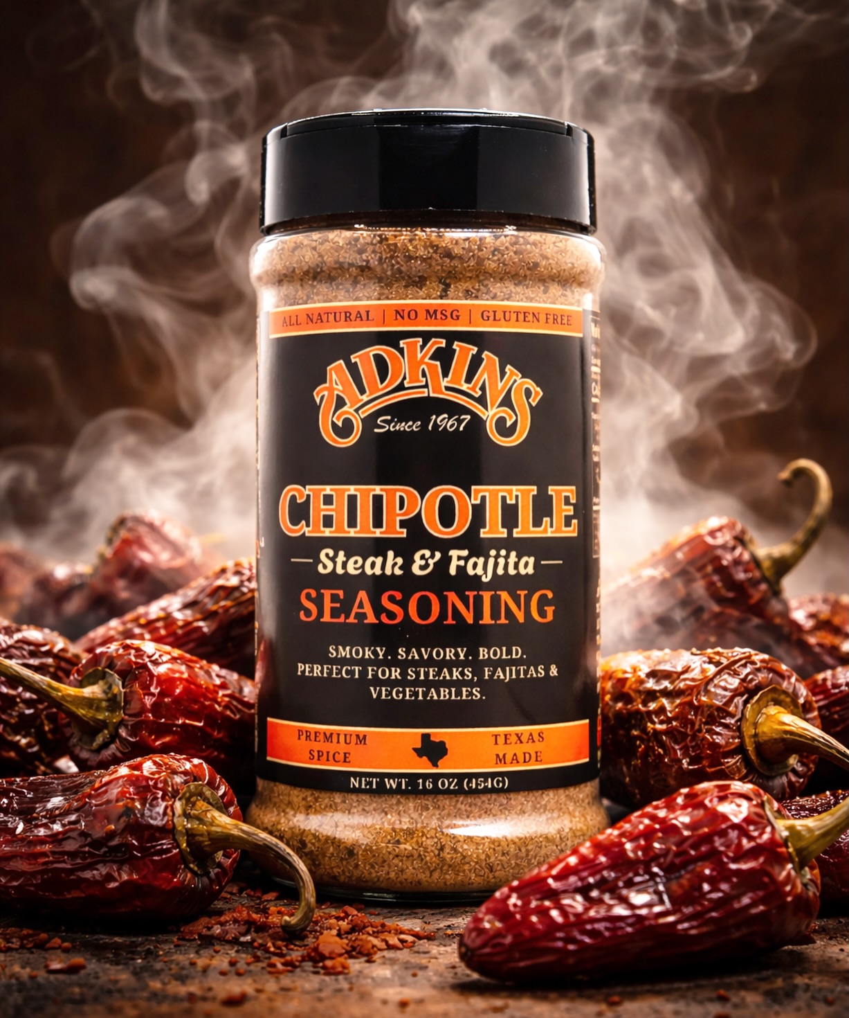 Smoky. Savory. Bold. 🔥
Chipotle Steak & Fajita Seasoning delivers rich, savory flavor with a smoky finish and just the right kick—perfect for steaks, fajitas, chicken, and veggies.
All natural. No MSG. Gluten free. Texas made.
Take 25% off all seasonings—limited time.
Shop the sale now 🔥
www.adkinsbbq.com