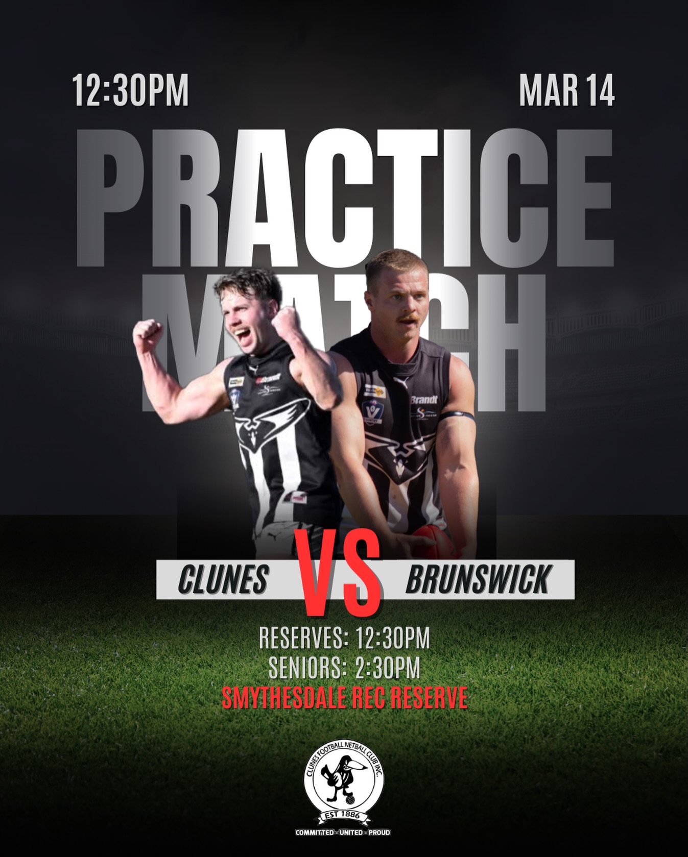 🏉PRACTICE MATCH V BRUNSWICK🏉
The boys are lining up in their first practice match tomorrow at Smythesdale Rec Reserve!!
Get down there from 12:30pm to see the work they’ve put in over the off season play out on the field.