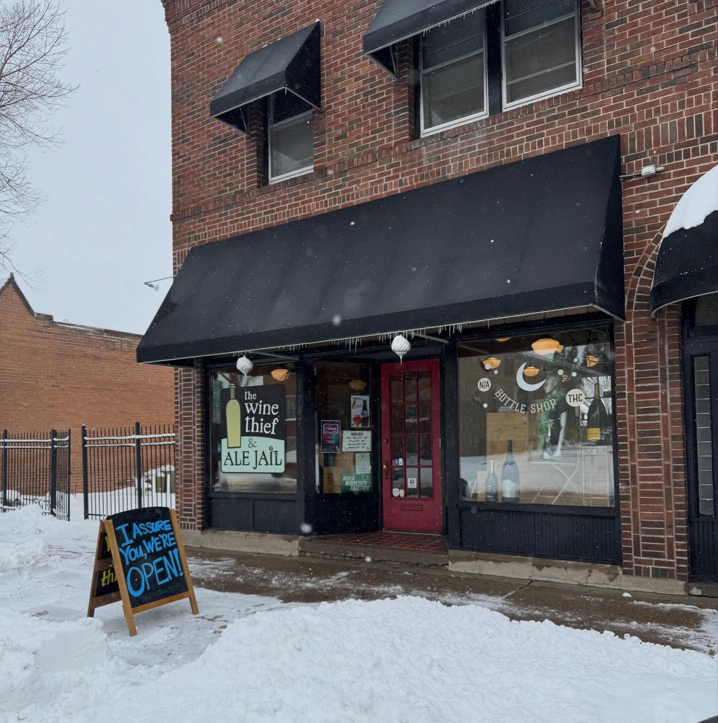 See that sweet little opening in the snow? We are dug out and here until 6pm for your post shoveling, pre-awards ceremony needs. Discount for anyone who comes on skis.