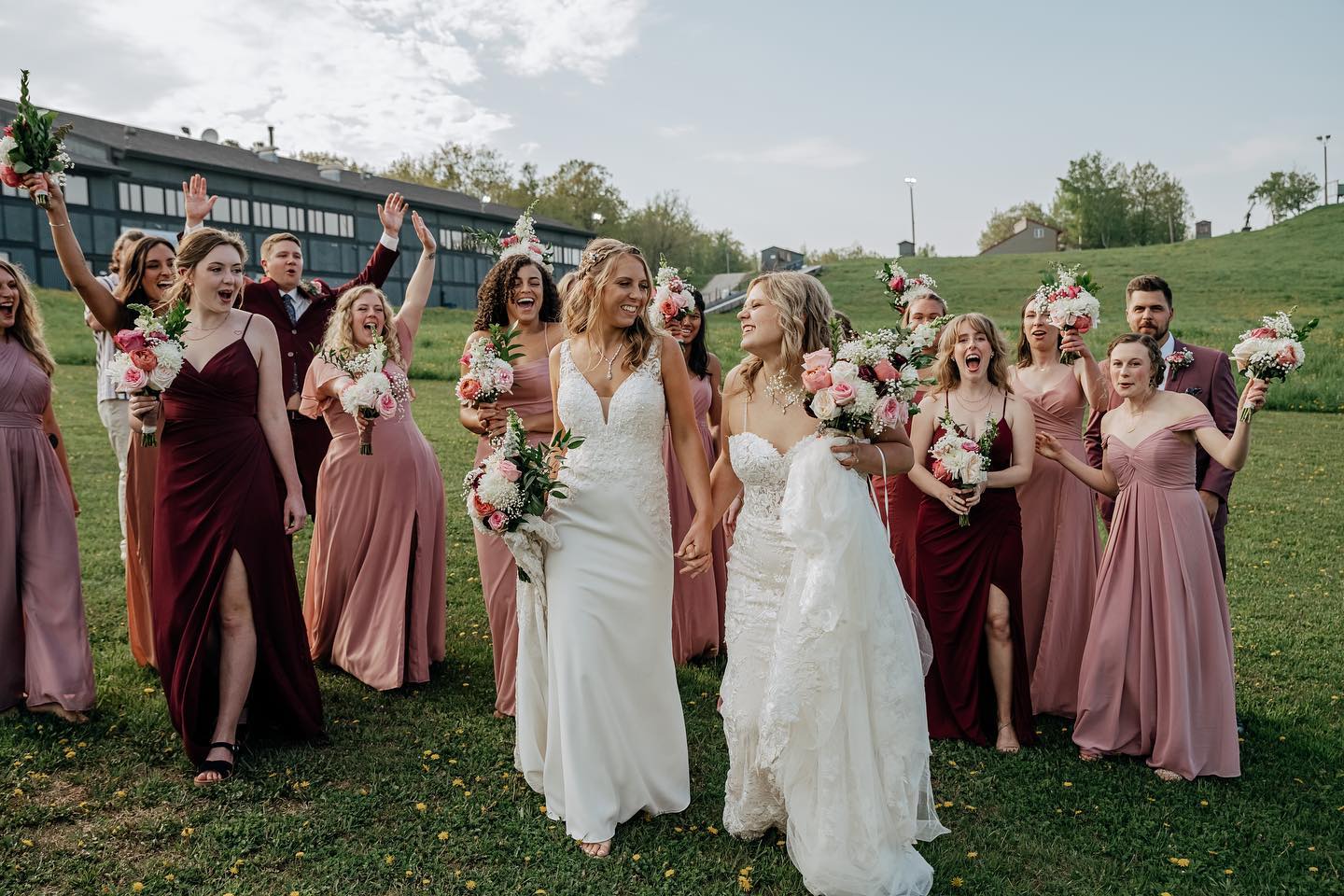 Pro Tip:
Be sure to have a hype group with you on your big day like Sam + Kari did! π