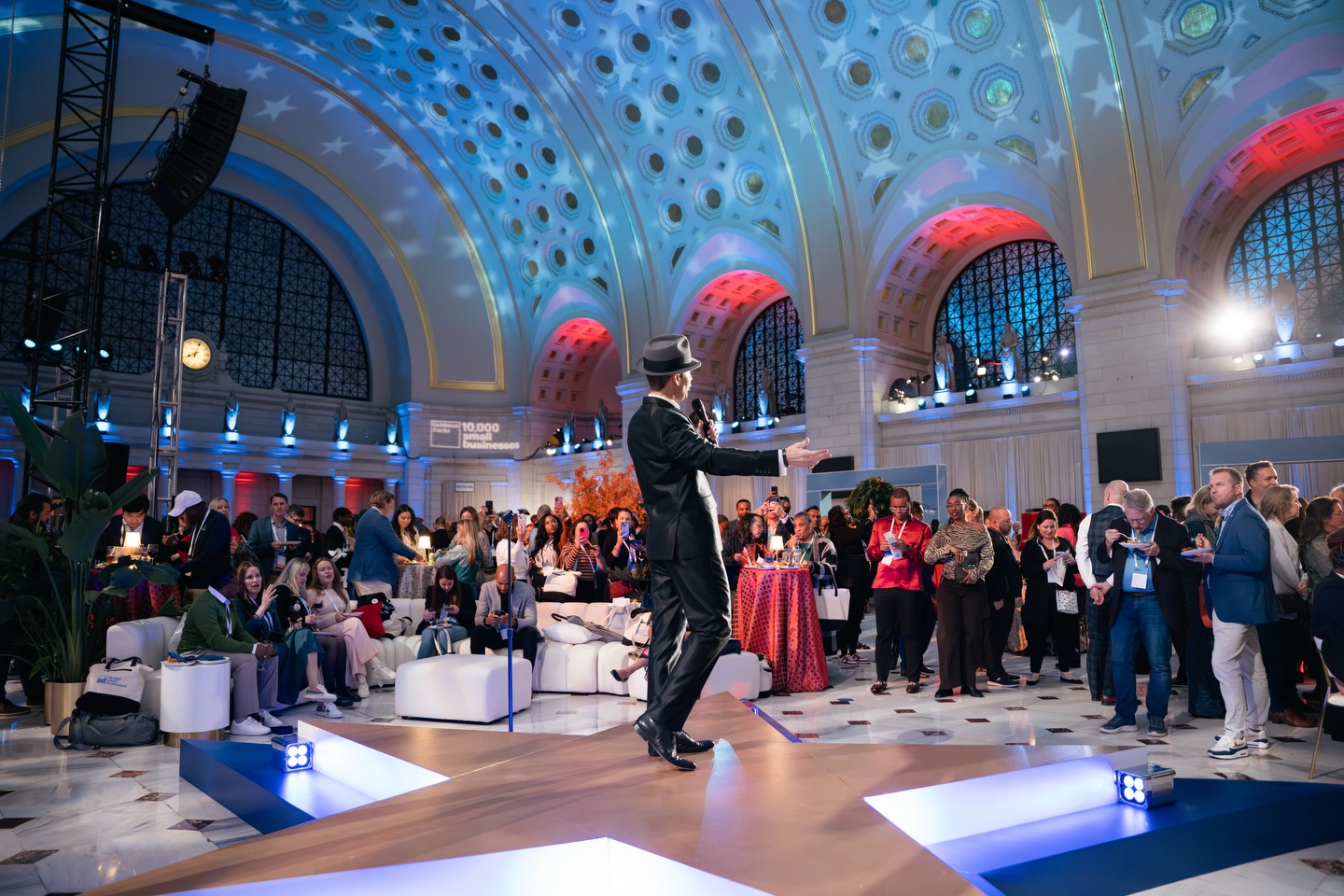 ** Play it again Sam **
.
We are so blessed to be able to capture memories at one of DC’s most iconic historic sites, Union Station. Many people don’t know that when the DC rush hour is over, Union Station can turn into one of the hottest tickets in town. Here are one of the galas with a Frank Sinatra impersonator who was a dead ringer in look and sound.