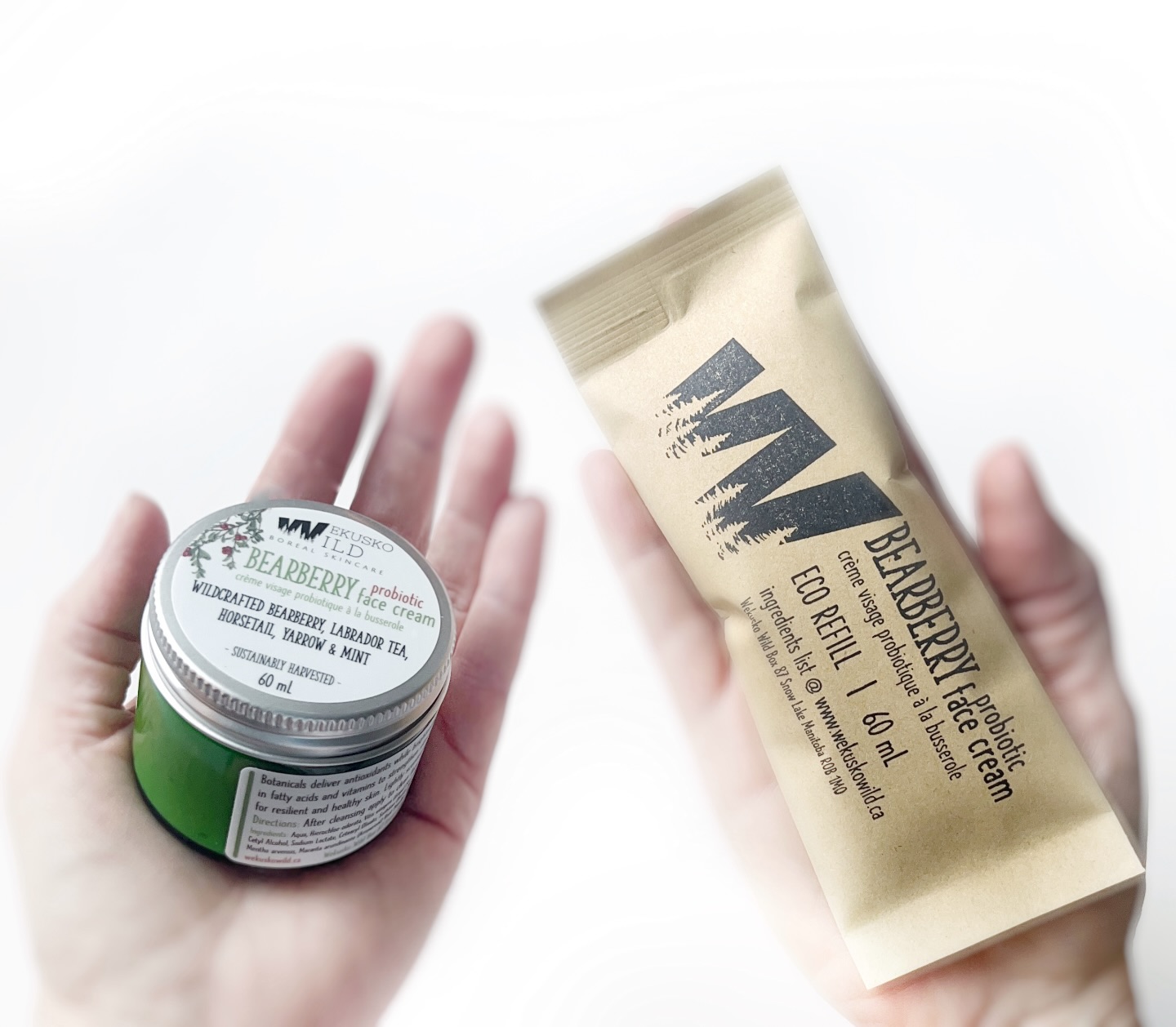 Choice is an amazing thing! The NEW bearberry probiotic face cream ECO refill is here! Made of recycled kraft paper, this refill pouch significantly reduces waste with a very thin layer of plastic waterproof coating inside. For those who have grown to love the bearberry cream but want to reduce glass packaging and their footprint. Also wonderful for new fans of this beautiful cream, who already have a 60mL jar to repurpose. The jar isn’t going away - it’s still perfect for gifting and for recycling or upcycling. Now you can make your choice to better align with your own environmental goals. Watch for it this week on the website. Priced lower to reflect minimized packaging. #ecorefill #sustainable #wekuskowild #skincarerefill #facecream
