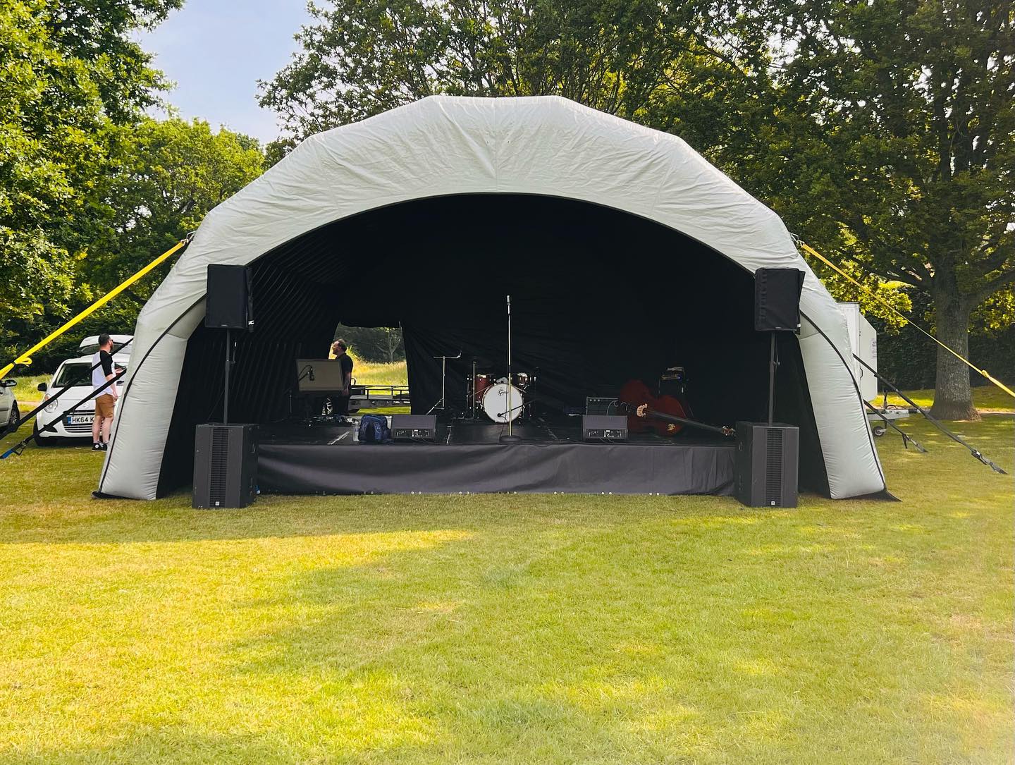 We’re in #waterlooville today for their annual fete with our 7m inflatable stage cover and p.a system. Hoping for sunshine all day! ☀️😅