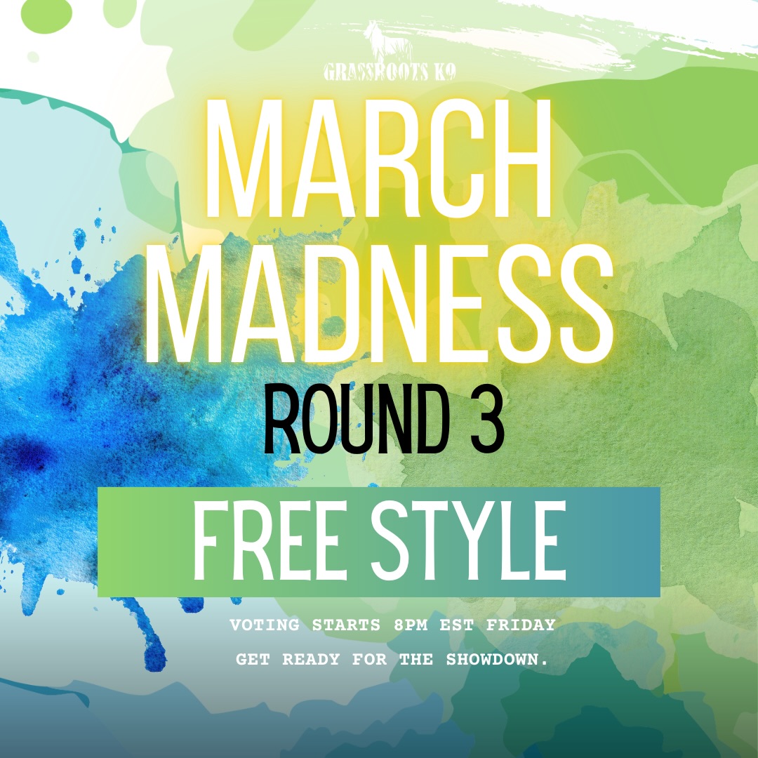 March Madness – Round 3: Freestyle Round! The Semi-finals!
Round 3 is here and this one is all about creativity. Trainers can showcase whatever they want — bite work, obedience, problem solving, tricks, or any training they want to highlight. This is the round where teams get to show their style, their connection with their dog, and the work they’ve been putting in.
No strict format, no limits — just good training and creative expression.
Watch the entries, support your favorite teams, and cast your votes to see who advances to the finals! The competition is getting tighter every round and the level of work has been incredible to watch.
🔥 Let the freestyle begin.
#GrassrootsK9 #MarchMadness #DogTraining #WorkingDogs #FreestyleRound