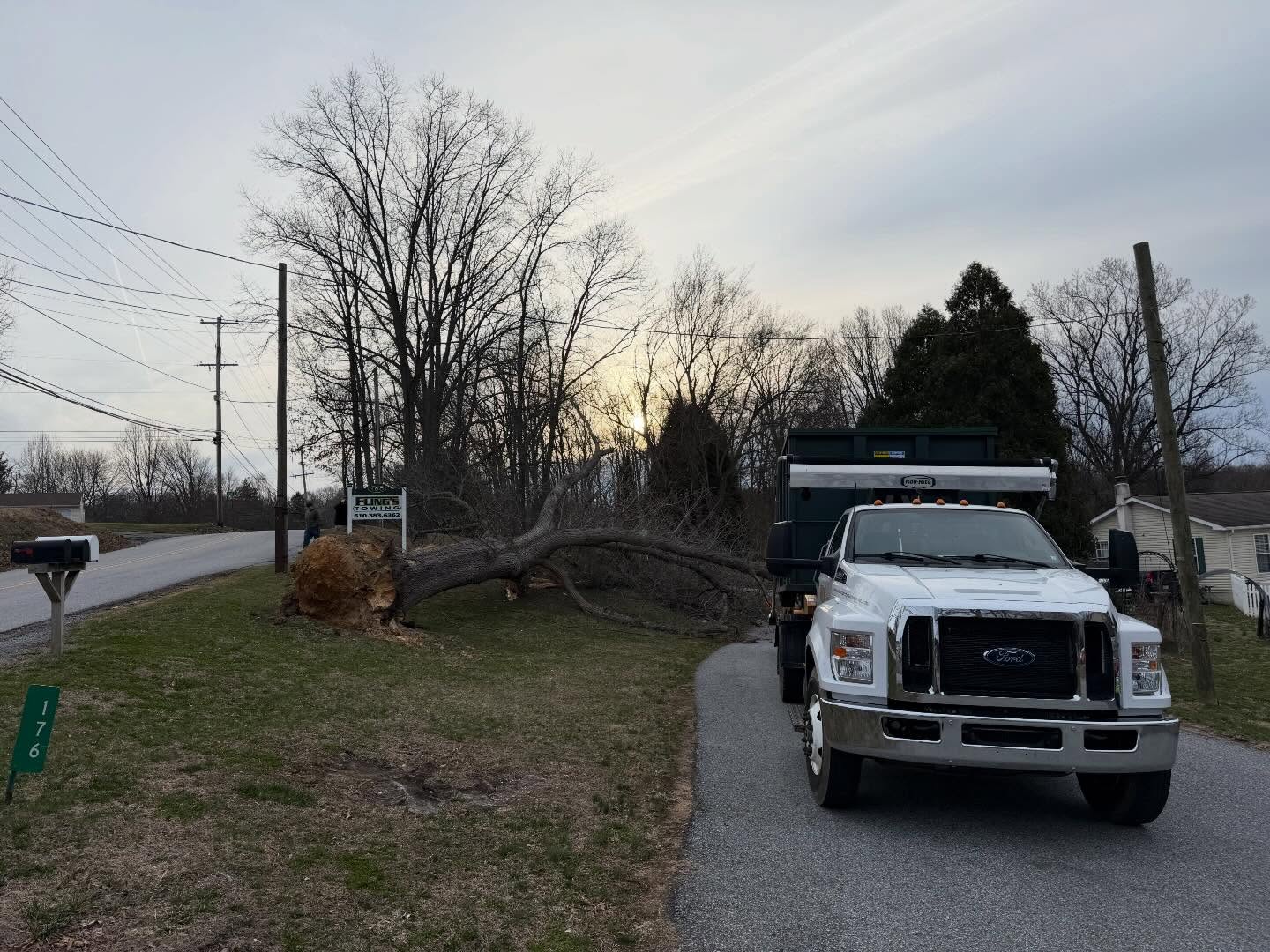 Before and after from Monday’s storm #willspropertymaintenance #wpm #treeservice #beforeandafter e
