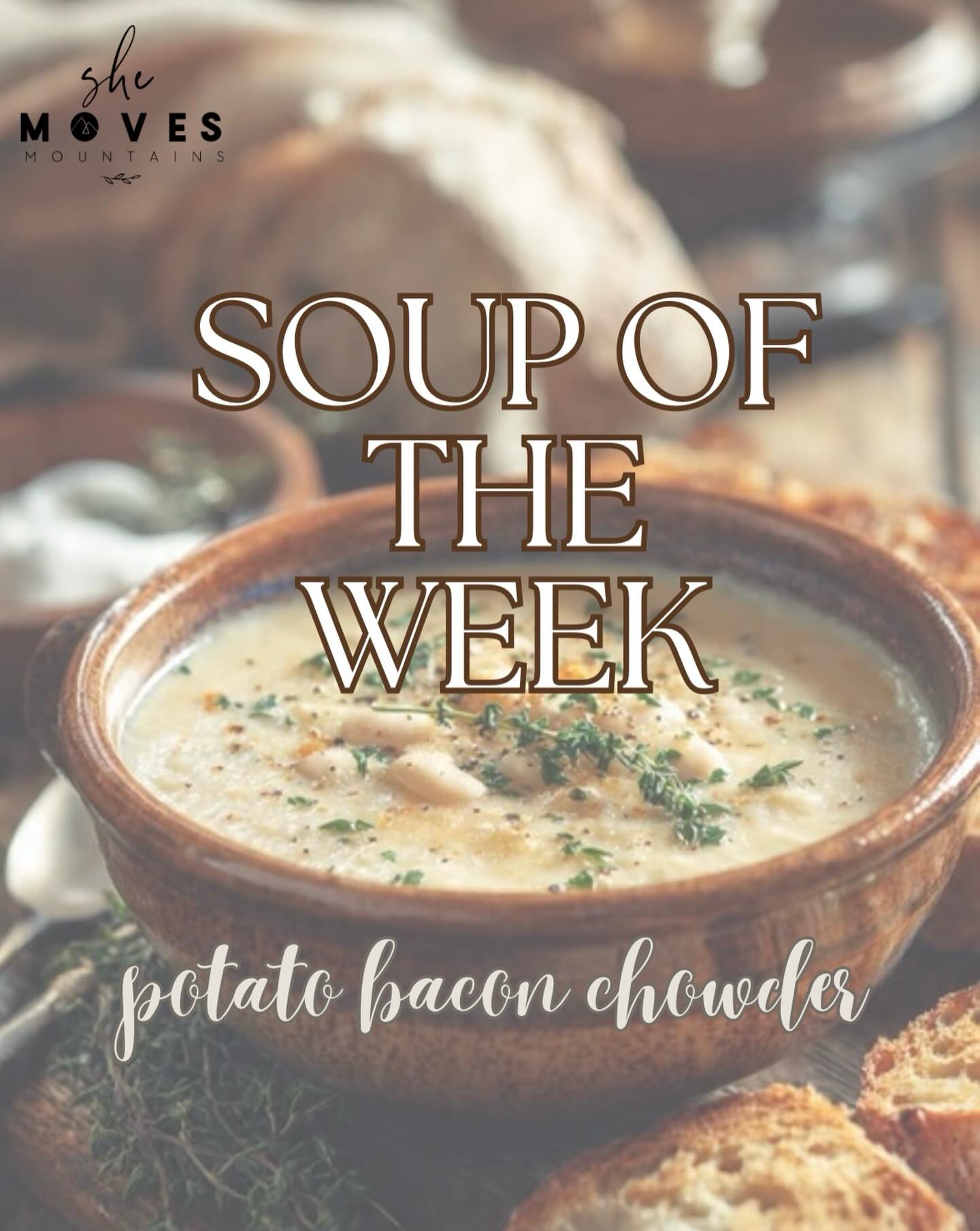 🤎🥓🥔
Tonight’s soup is going to be good!!!!
Potato Bacon Chowder!!
(And it’s gluten free)
We can NOT wait to see you at the table!
God has something big tonight!!
Our leadership team is praying for you and your yes. Let’s posture our hearts toward our Father as we prepare to gather tonight 🪑