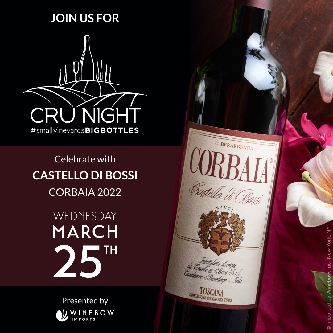 Join us for CRU Night next week! ๐ท
Weโll be pouring this exclusive wine all night โ The Castillo Di Bossi 2020 Toscana Rosso โCorbaiaโ Super Tuscan โ for just $25/glass! (normally $40/glass). Complimented by our regionally inspired menu of Tuscan food pairings.
Reserve your table before theyโre gone! We hope to see you there!
#SmallVineyardsBigBottles #CRUnight #mkeeats
@winebowwi @castellodibossi