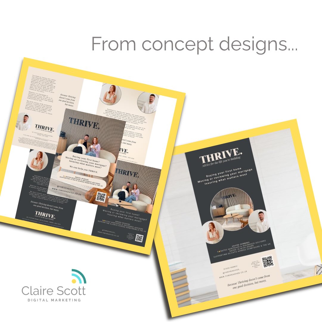 In a digital age, who needs printed marketing materials anywayā¦? š¤
Well @thriveadvice_ did, and they contacted me to get some leaflets and a roller banner designed.
As you can see, even with a clear branding palette to work with, we still played around with several designs to ensure the right layout and balance of text and images.
Less is ALWAYS more when it comes to good design, and although you want to maximise what you can get into the frame, there still has to be quite a lot of careful tweaking on my end to make sure there is room for it all to breathe⦠š
Itās always a delight for me to see what started as a blank white page end up as a tangible, physical asset too.
I can help create (and print) all manner of materials, including leaflets, roller banners, posters, business cards⦠and if you have a need for something else, just ask!
Because whilst we often operate in a digital world, we are still interacting with our clients in physical spaces too.
Drop me a DM to enquire or visit my website (link in bio) to see more of my previous work āŗļø